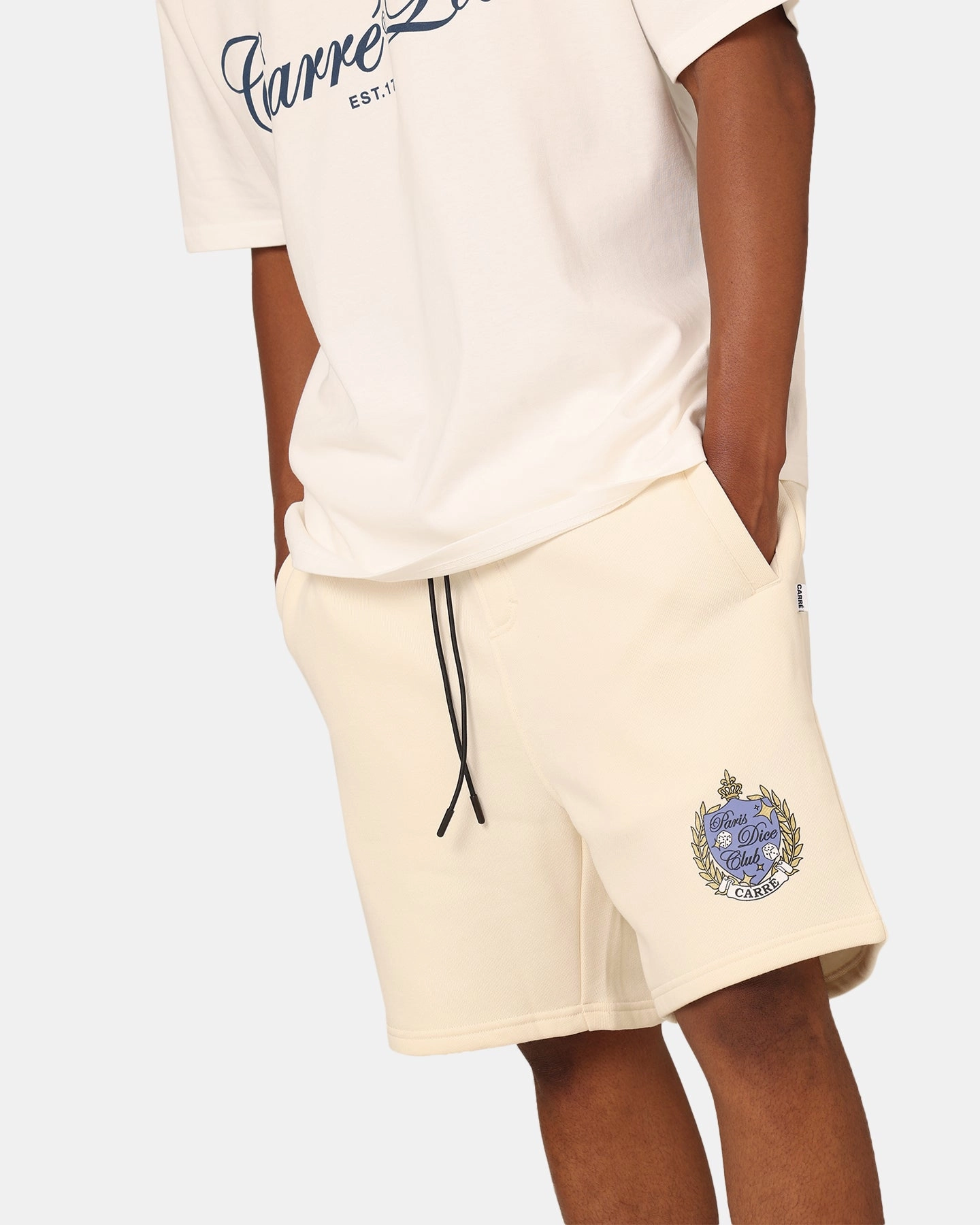 Color Variety Weekend Outing Carre Dice Club Sweat Shorts Off White