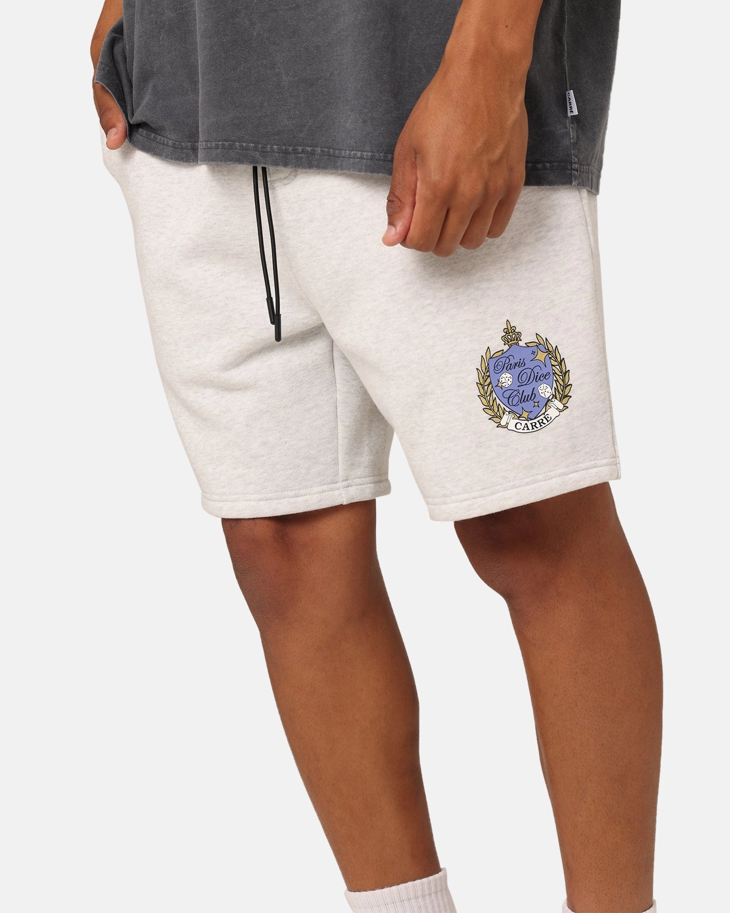 Carre Dice Club Sweat Shorts Silver Marle Snag Free Fabric Technology Warm Season