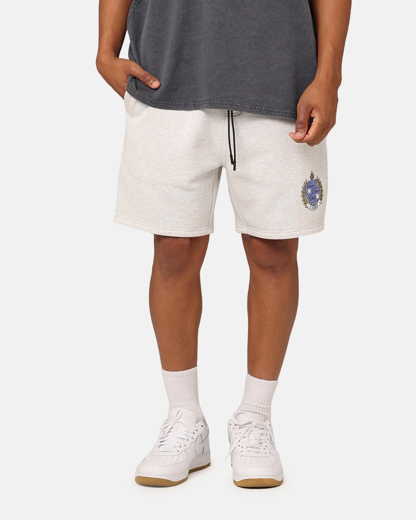 Clean Fit Carre Dice Club Sweat Shorts Silver Marle