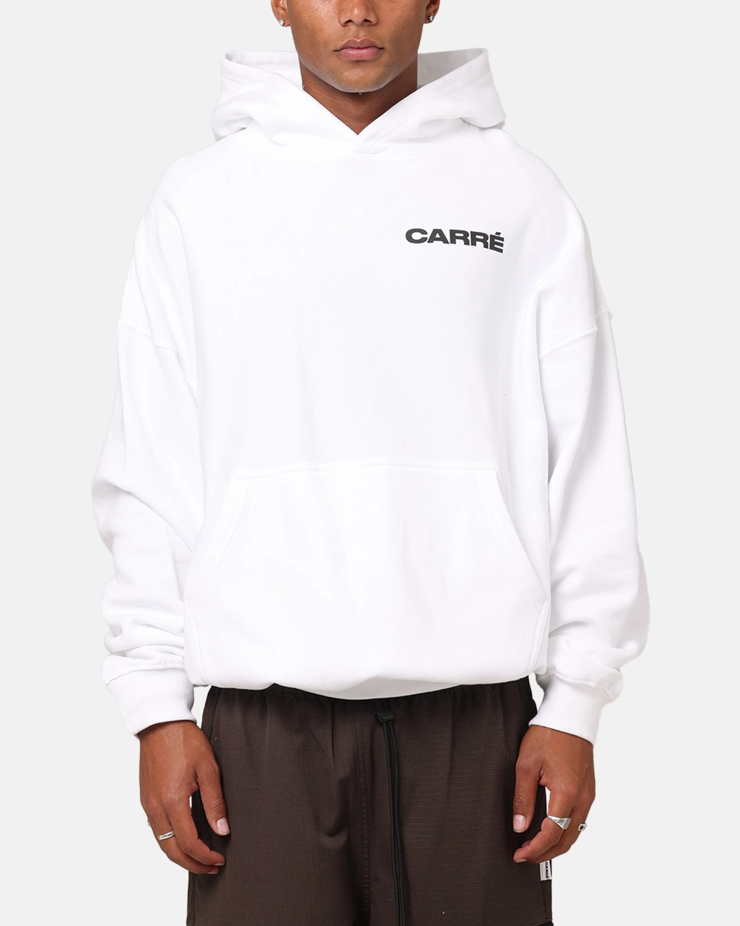 Minimalist Design Carre Die Hoodie White