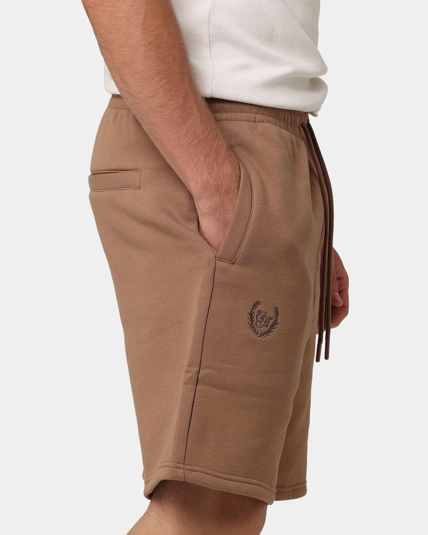 Sporty Chic Carre Floral Fleece Shorts Brown