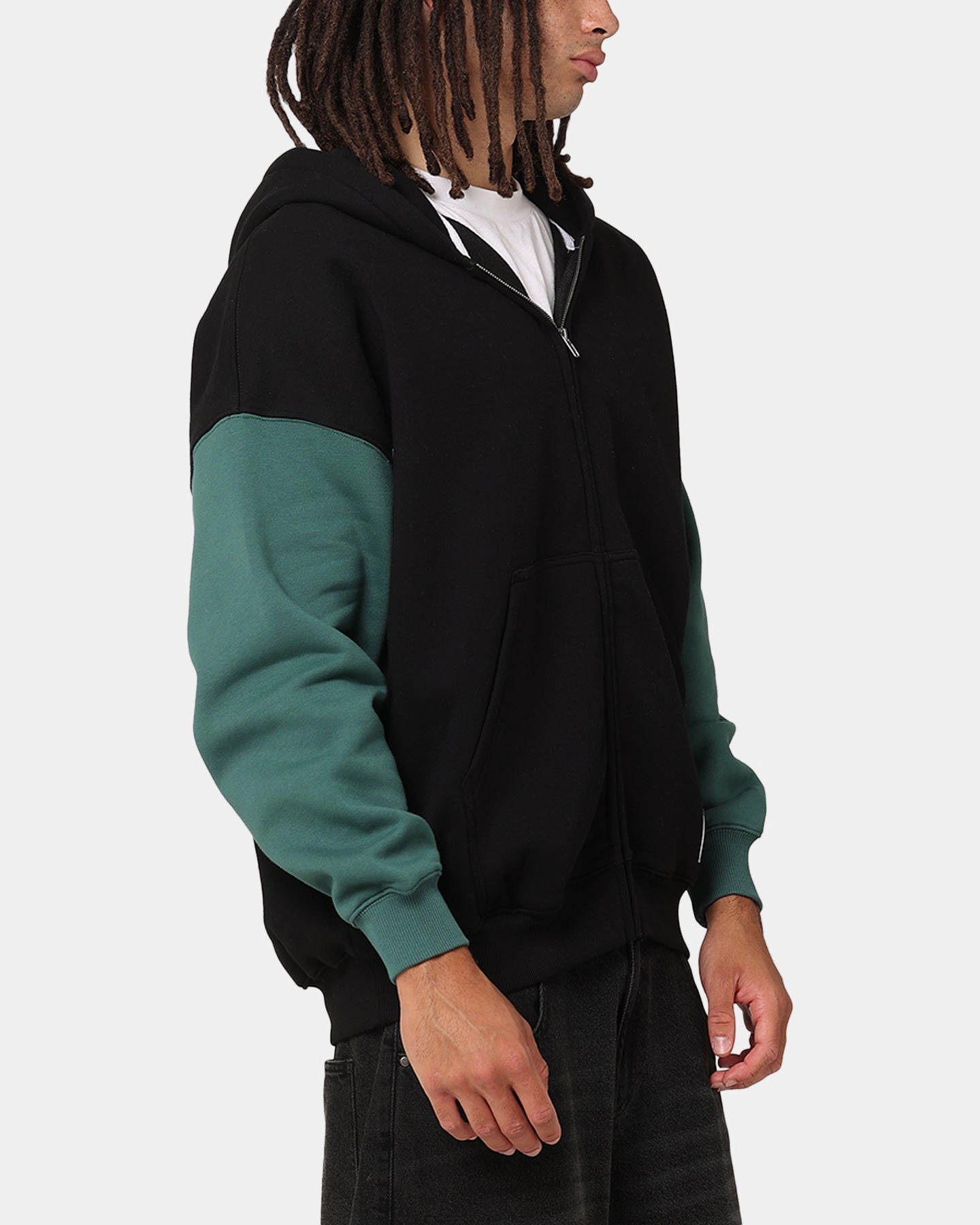 Carre Floral Full Zip Hoodie Black/Green Dual Layer Ventilation DropShoulder
