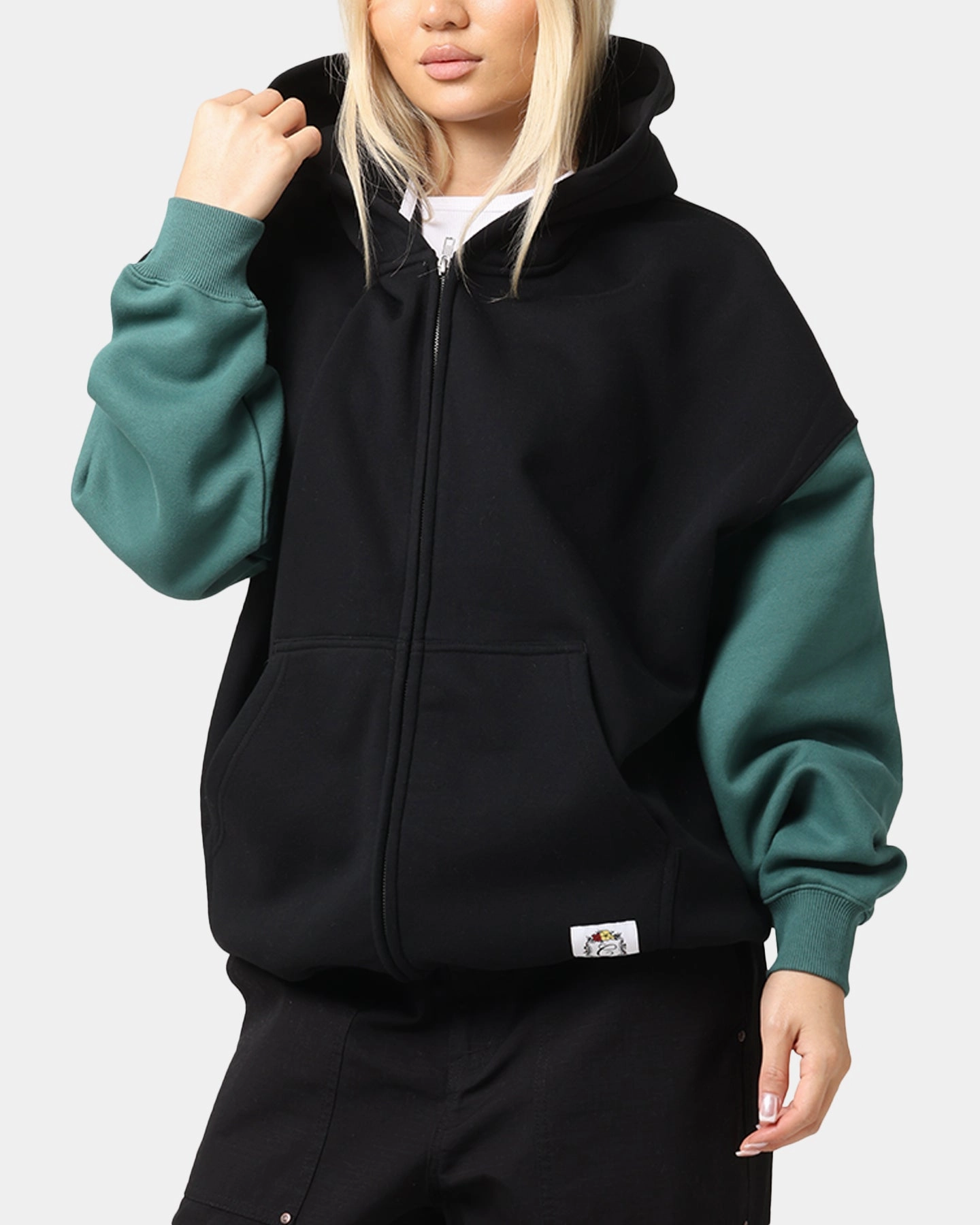 Carre Floral Full Zip Hoodie Black/Green variety
