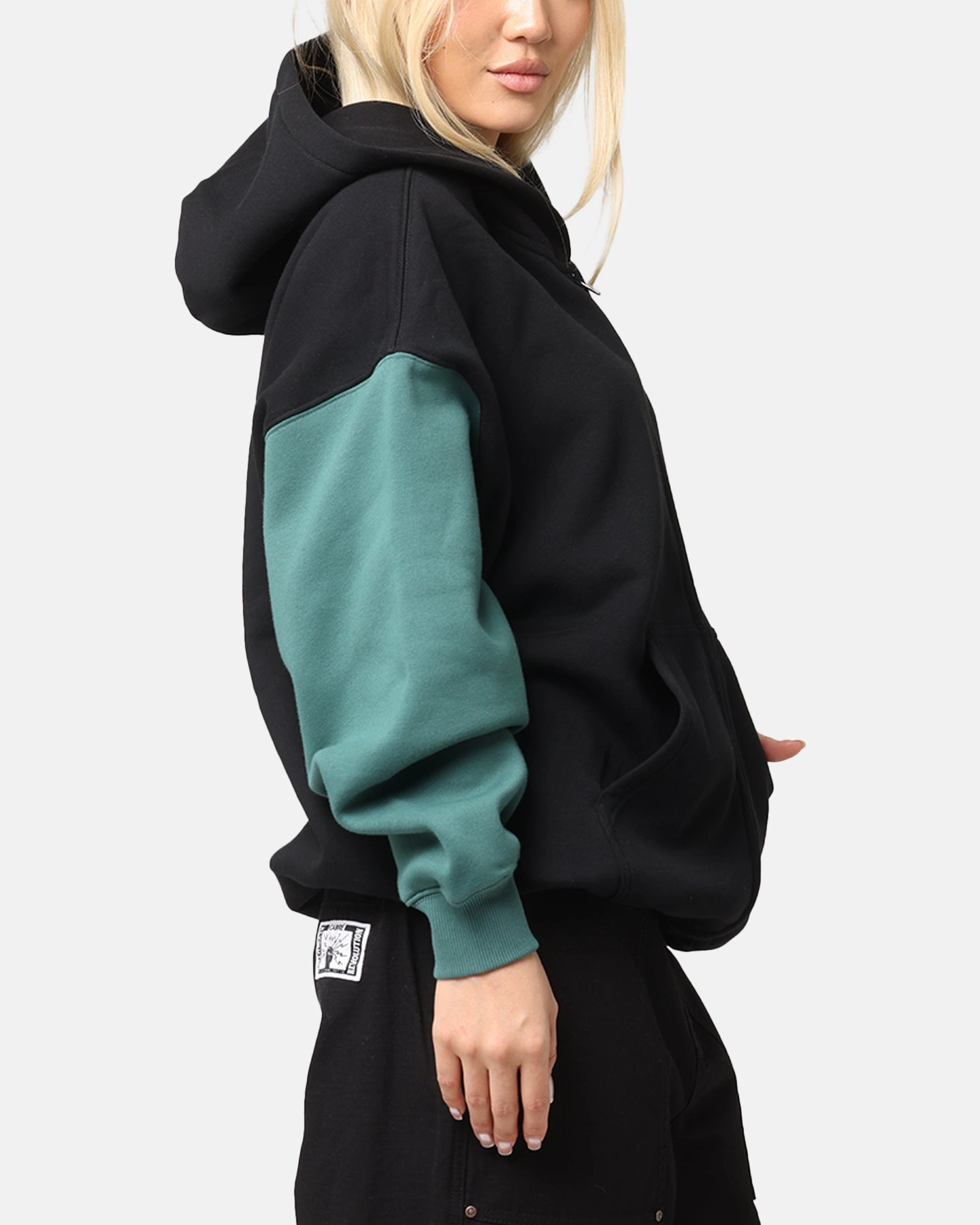 Carre Floral Full Zip Hoodie Black/Green Volunteer