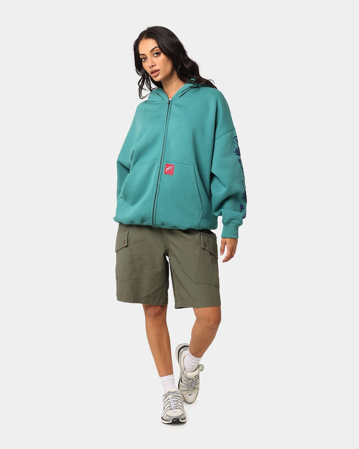 Carre Flower Bomb Full Zip Hoodie Oxidized Green Protective Outerwear Preppy