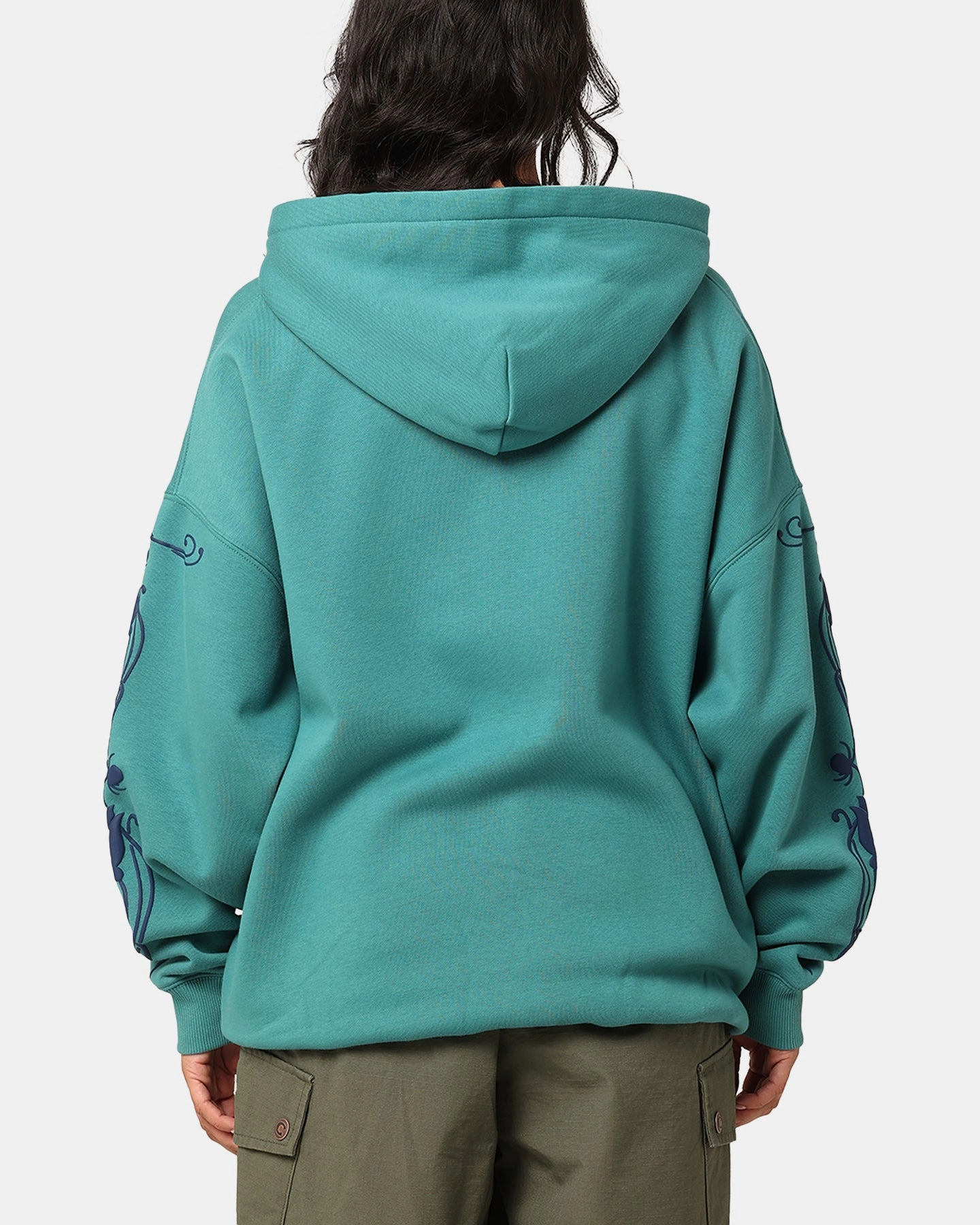 Double Layered Insulation Last Carre Flower Bomb Full Zip Hoodie Oxidized Green