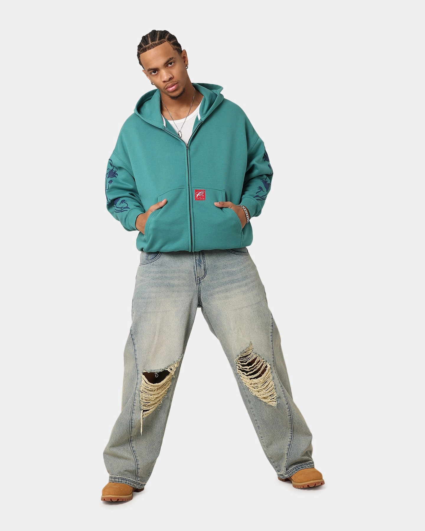 Carre Flower Bomb Full Zip Hoodie Oxidized Green Service