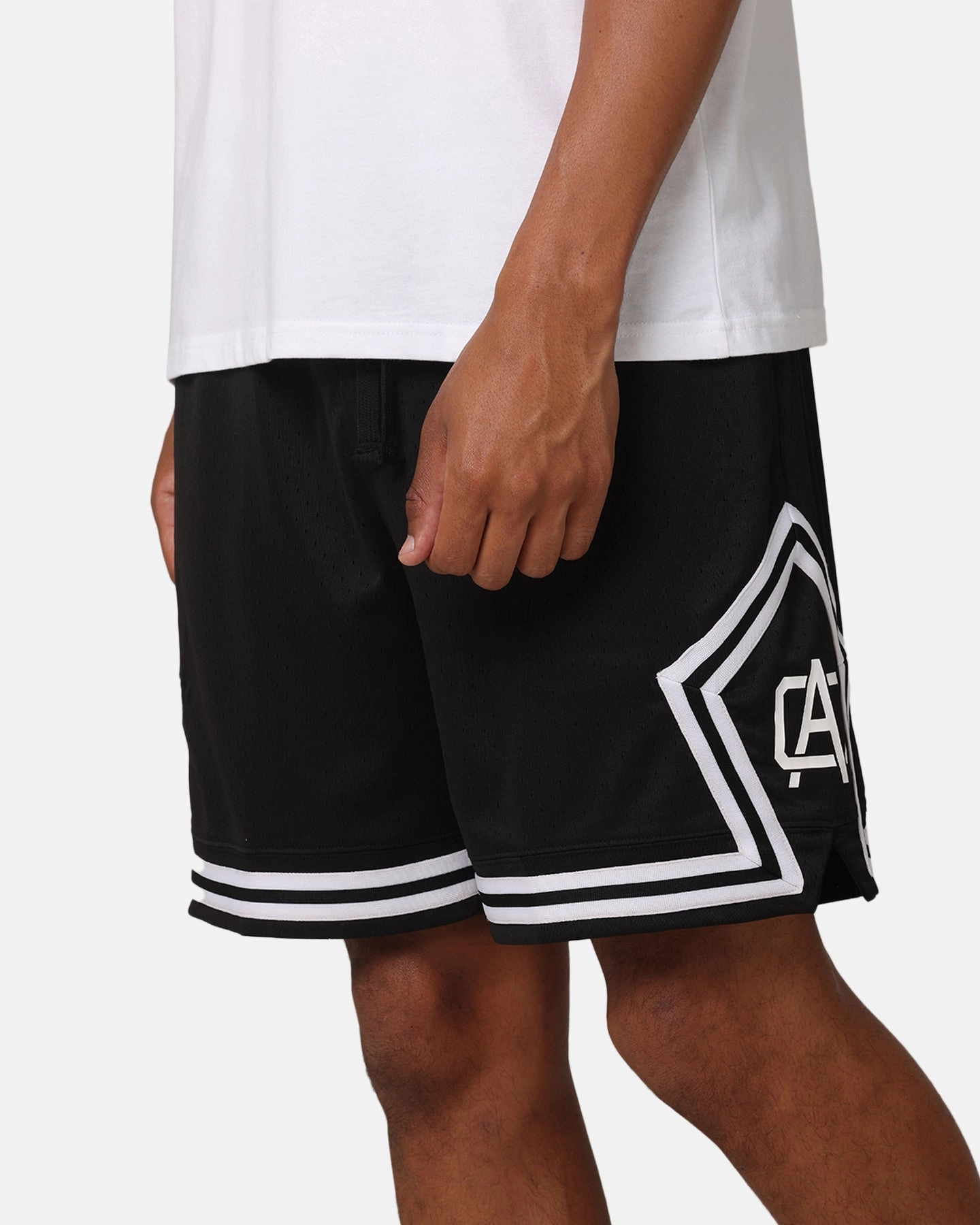 healthcare industry Carre Fold Mesh Basketball Shorts Black/White