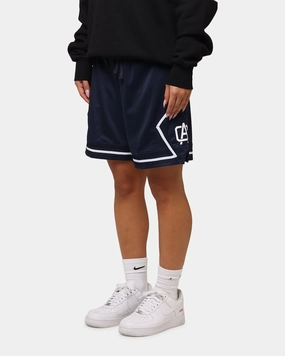 beachy vibe Carre Fold Mesh Basketball Shorts Navy/White