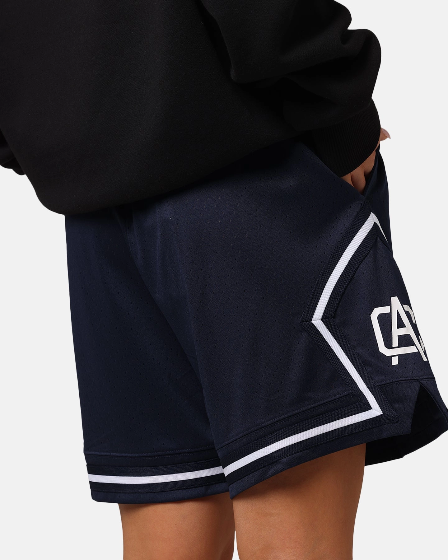 Carre Fold Mesh Basketball Shorts Navy/White Breathable Design sunglasses