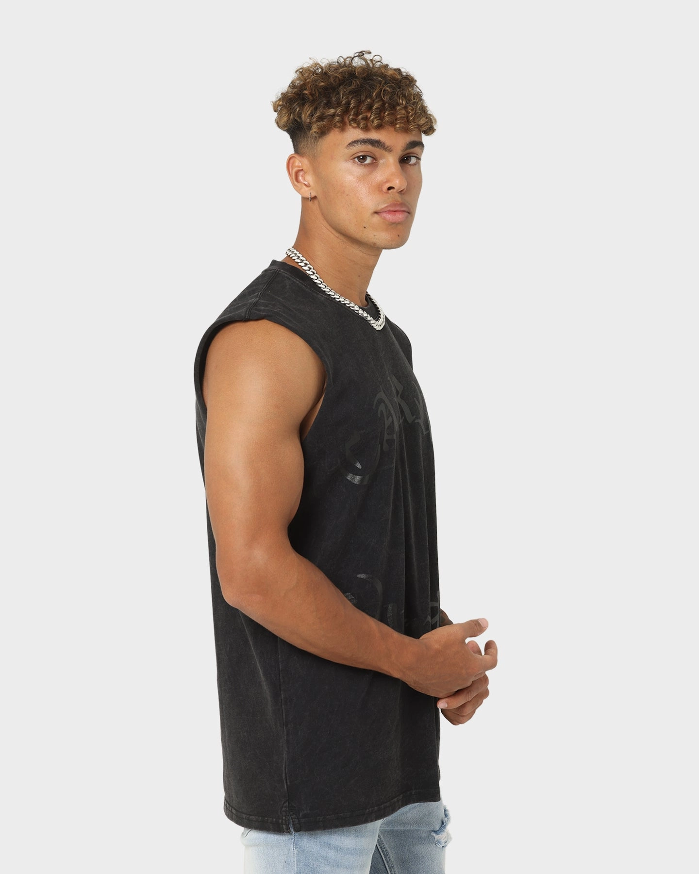 Carre Forever Muscle T-Shirt Washed Black Taped Neckline
