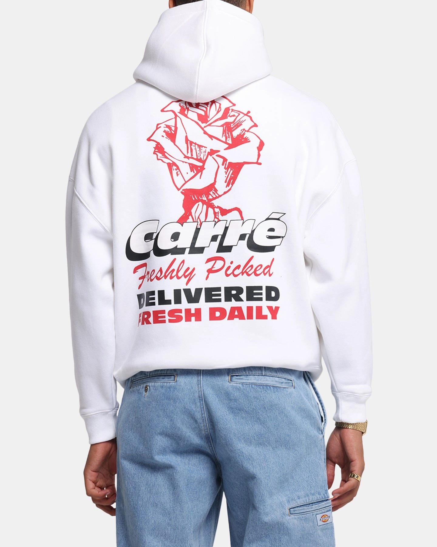 Carre Freshly Picked Hoodie White Reinforced Hem Subtle pattern