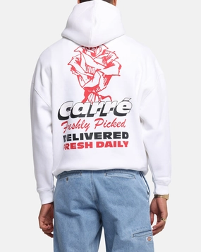 Carre Freshly Picked Hoodie White Reinforced Hem Subtle pattern
