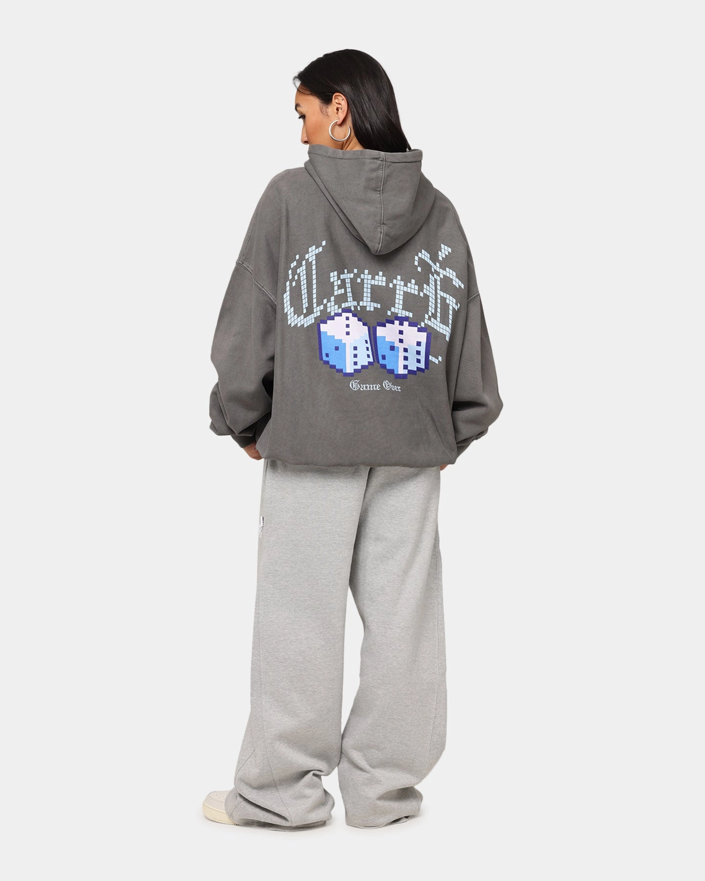 Carre Game Over Hoodie Washed Charcoal Windproof Construction Modern