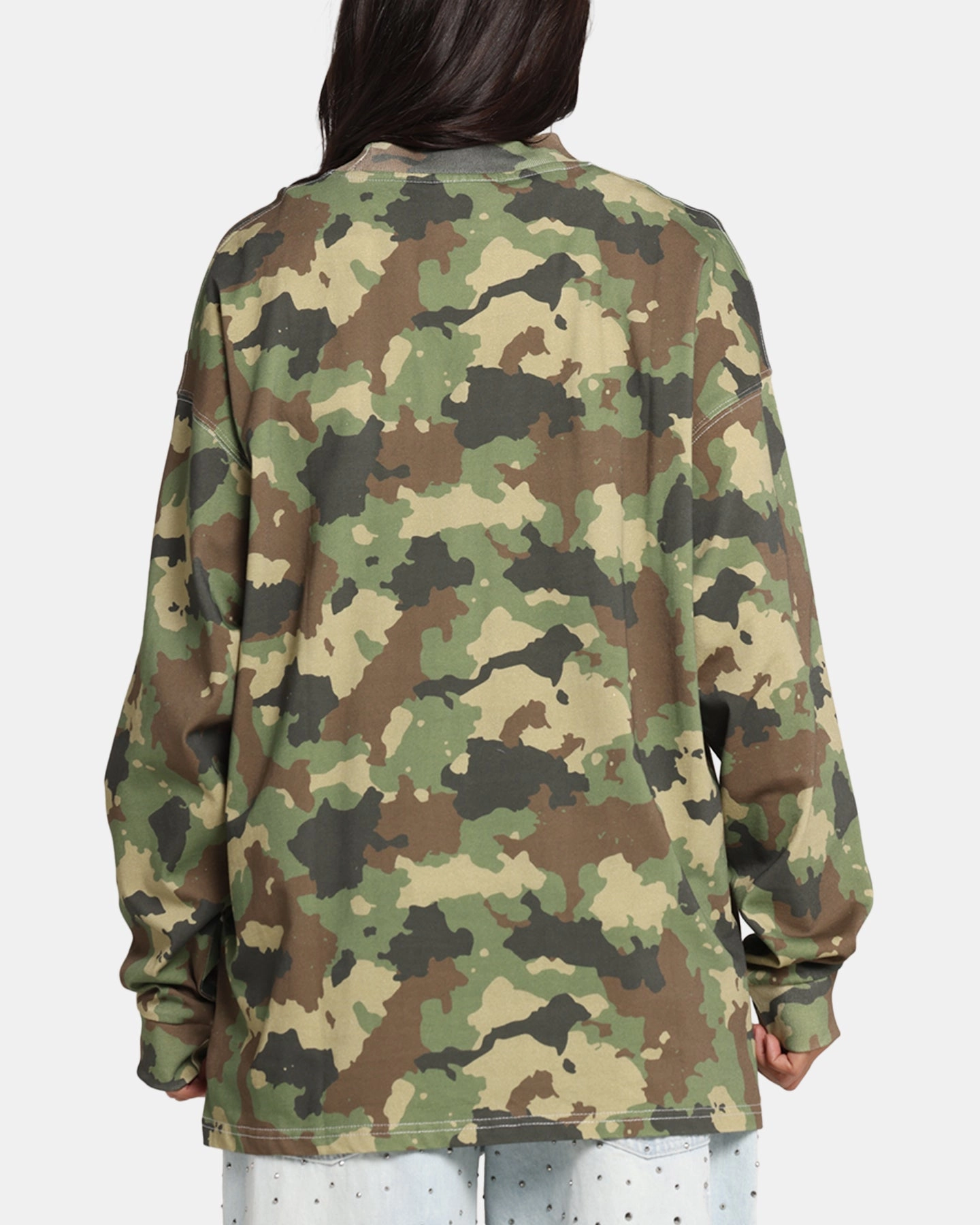 Carre Global Oversized Long Sleeve T-Shirt Camo Casual Layer