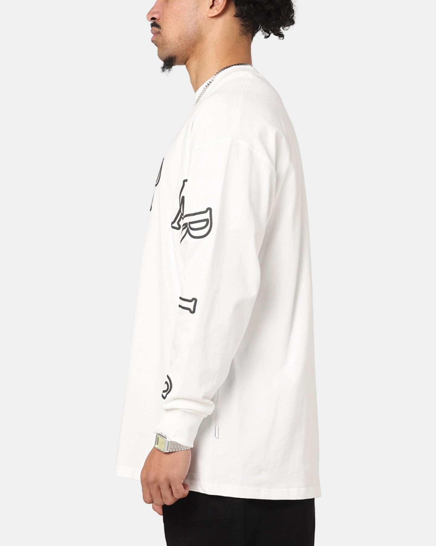 NoSideSeams Carre Global Oversized Long Sleeve T-Shirt Off White