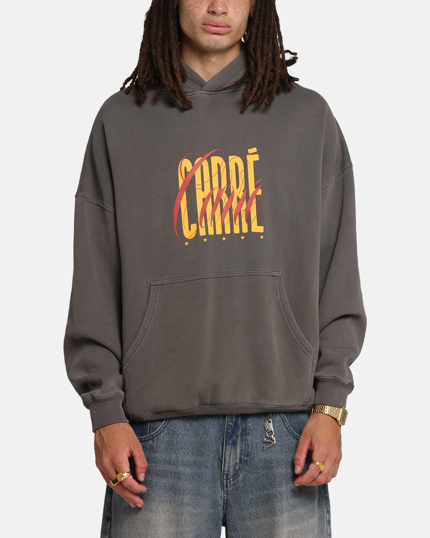 Flexibility Carre Golden Scale Hoodie Washed Charcoal