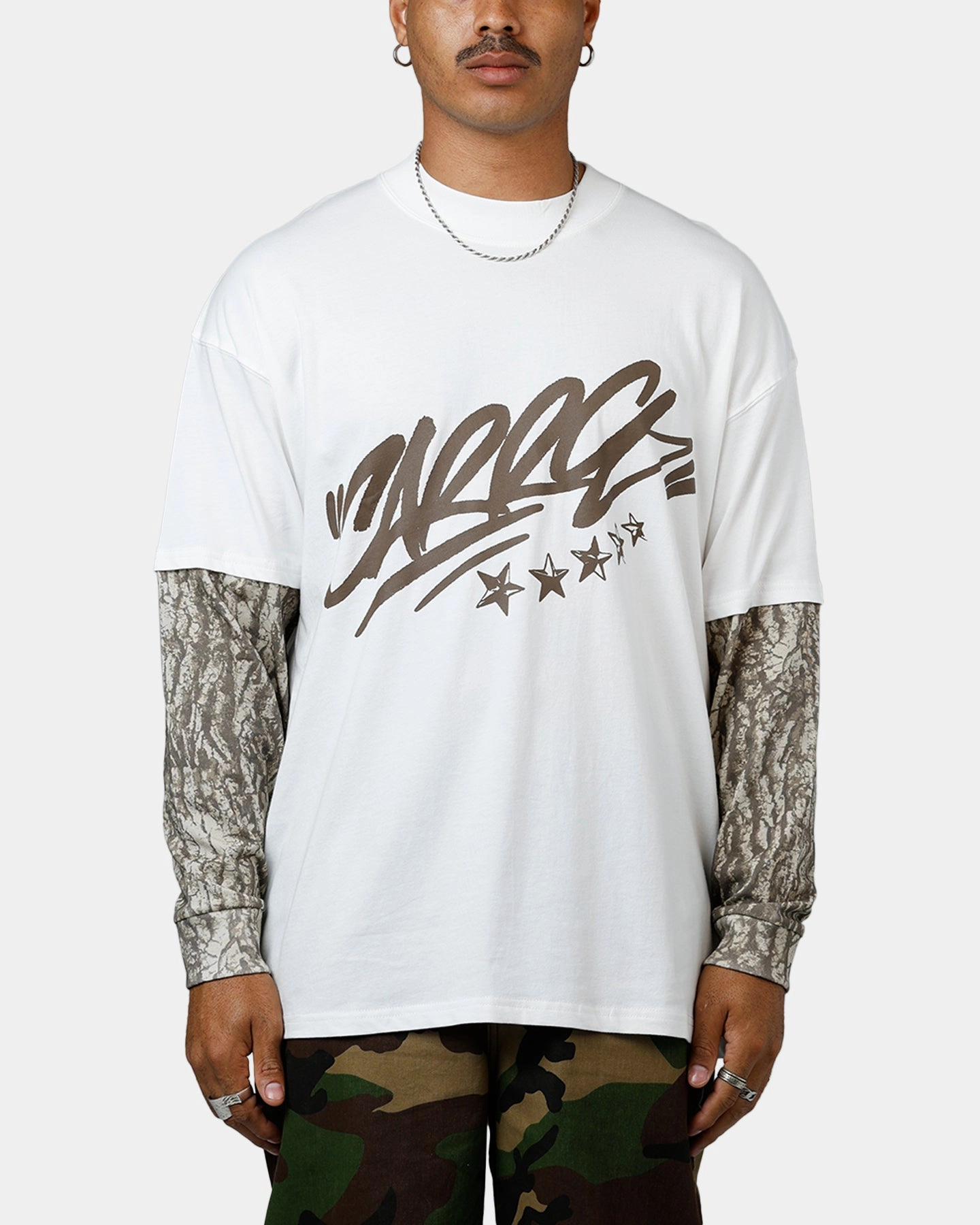 Classic Carre Graffiti Layered Long Sleeve T-Shirt Off White