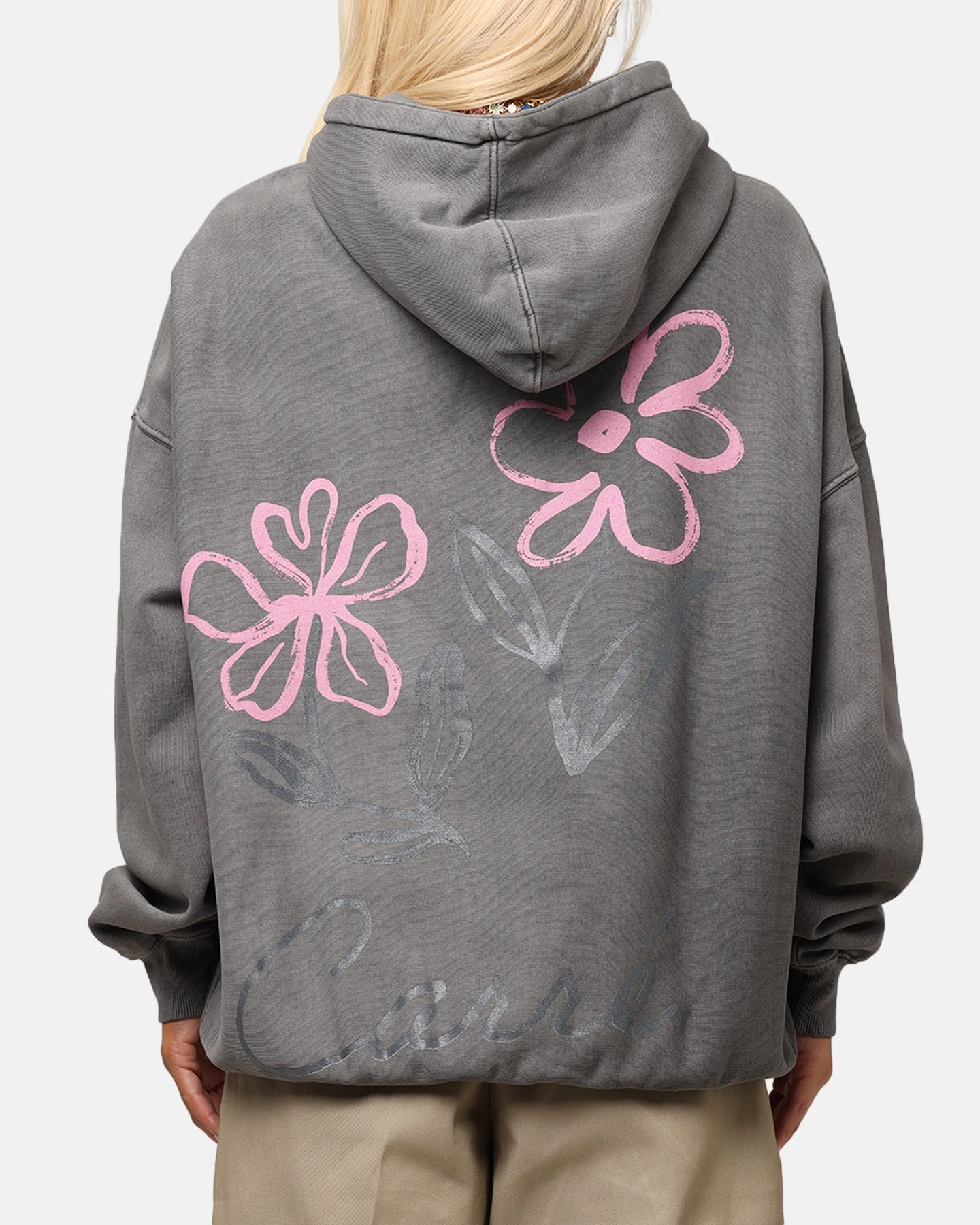 See hip length Carre Hand Picked Hoodie Washed Charcoal