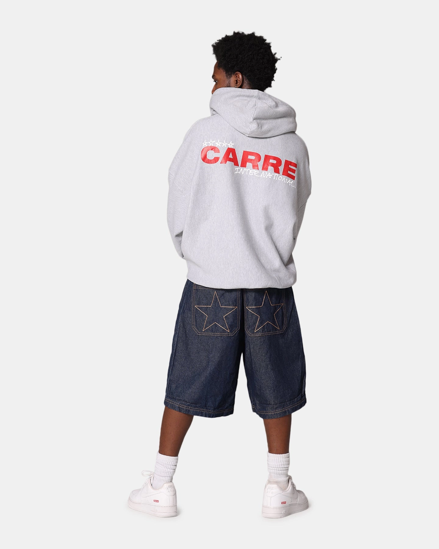 Carre Handdrawn Hoodie Light Marle Vegan Leather Seamless Side Construction