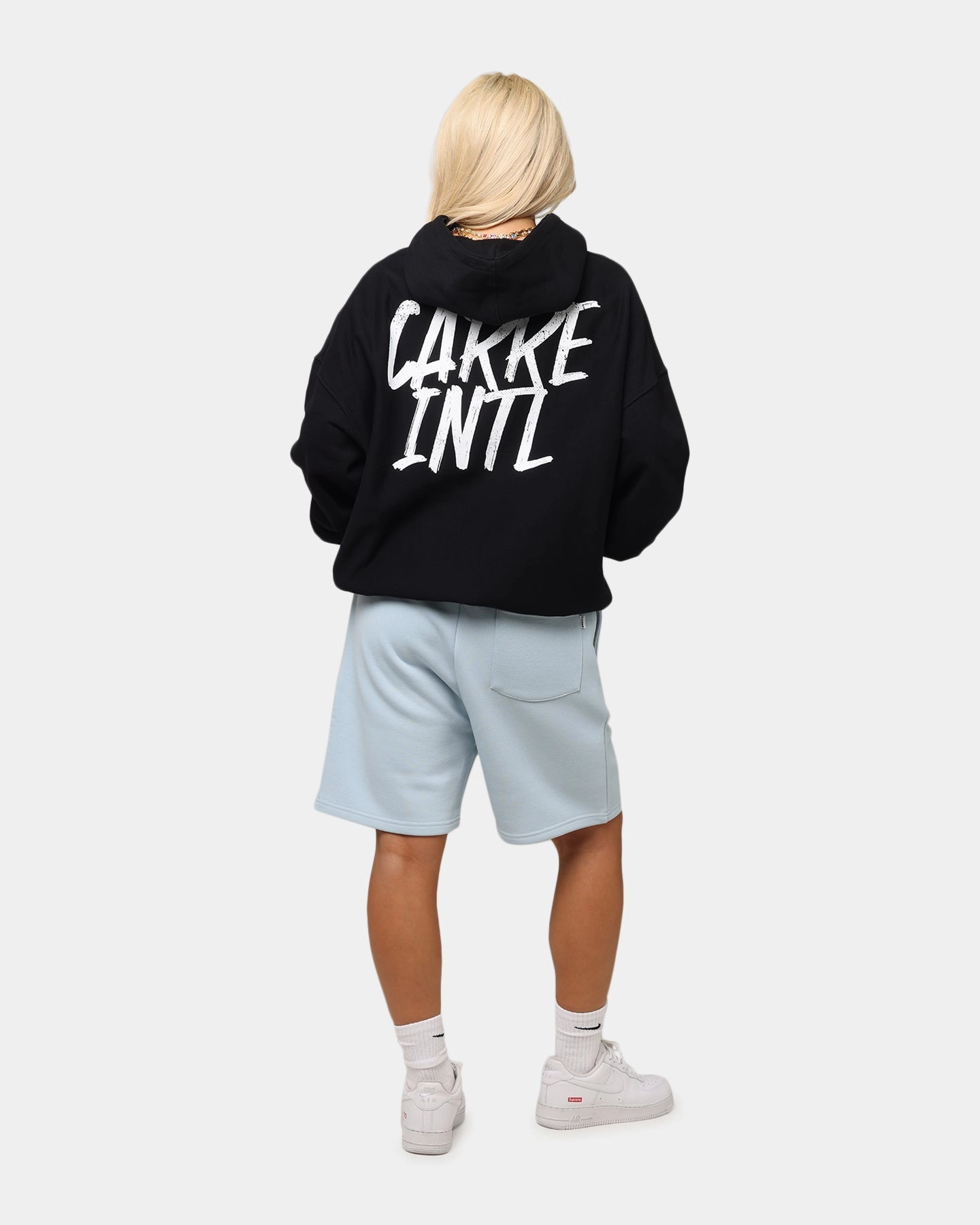 Mesh Backed Hood Carre International Hoodie Black