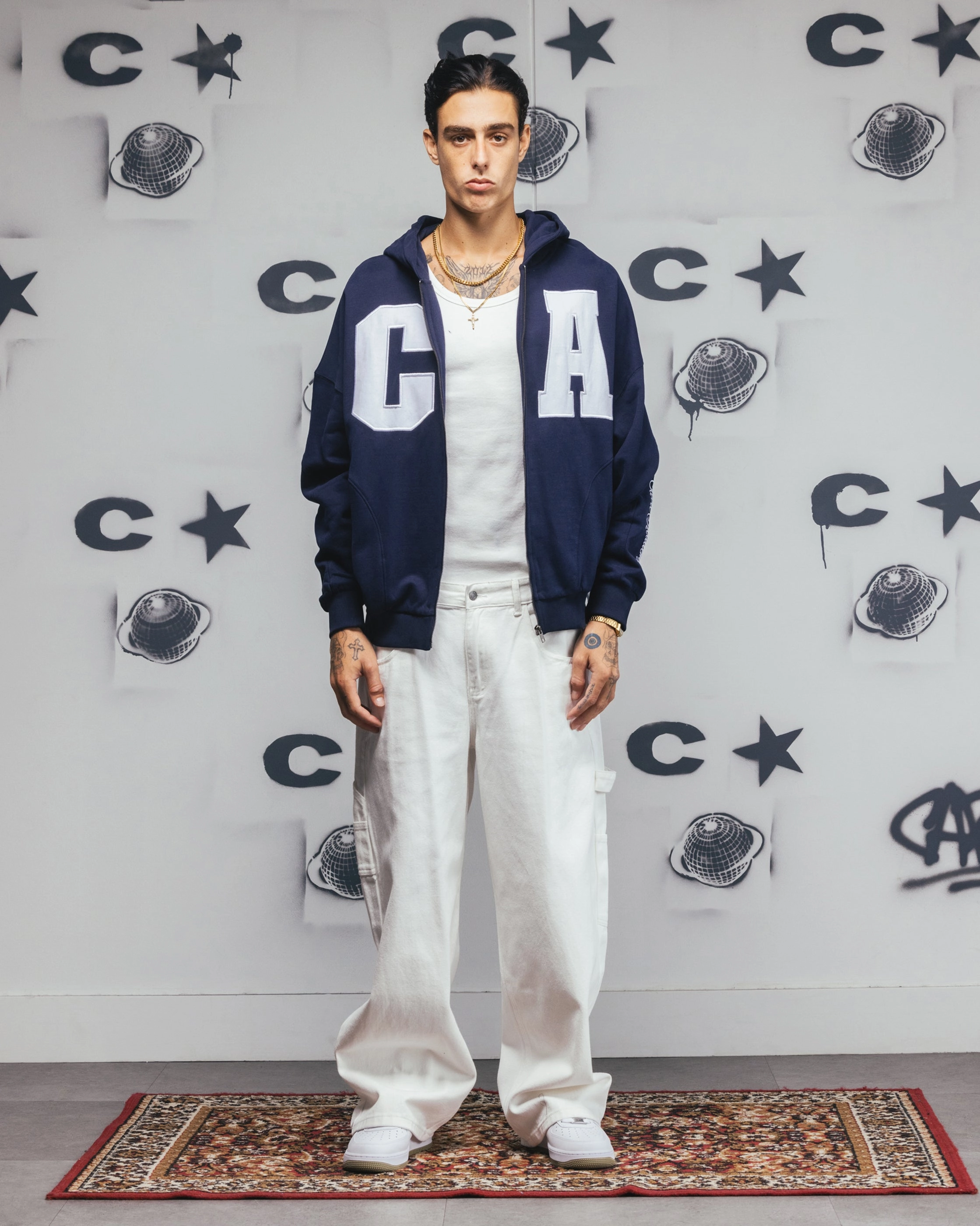 Carre Legacy Panelled Zip Hoodie Navy Weekend Comfort