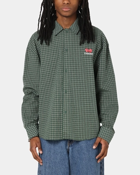 Carre Motion Long Sleeve Button Up Shirt Green Check Eco-friendly