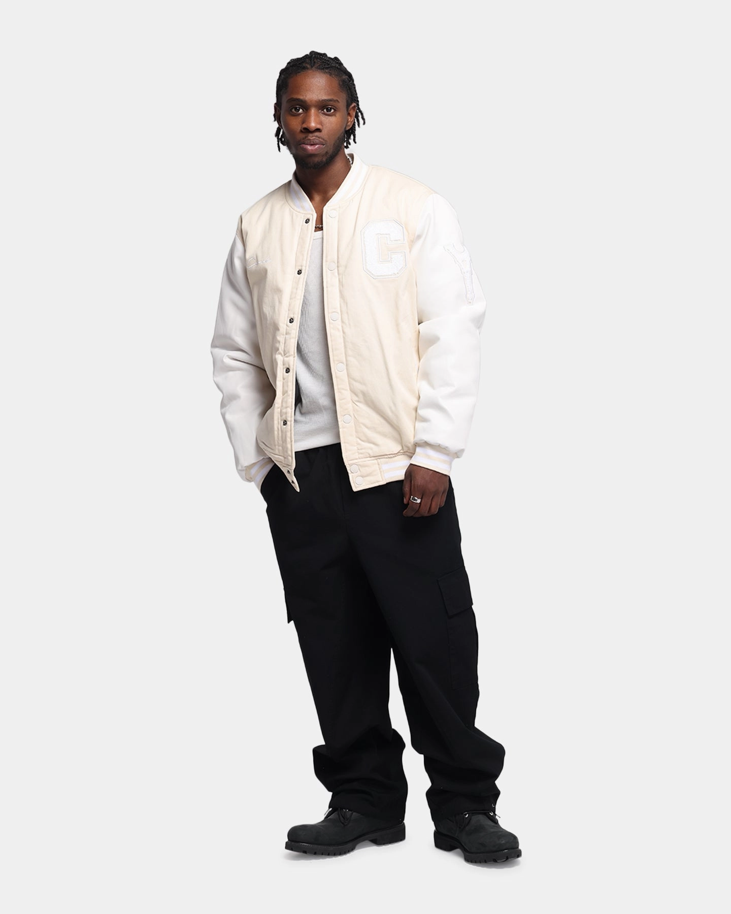 Raglan sleeves Threat Carre MVP Varsity Jacket Cream/White