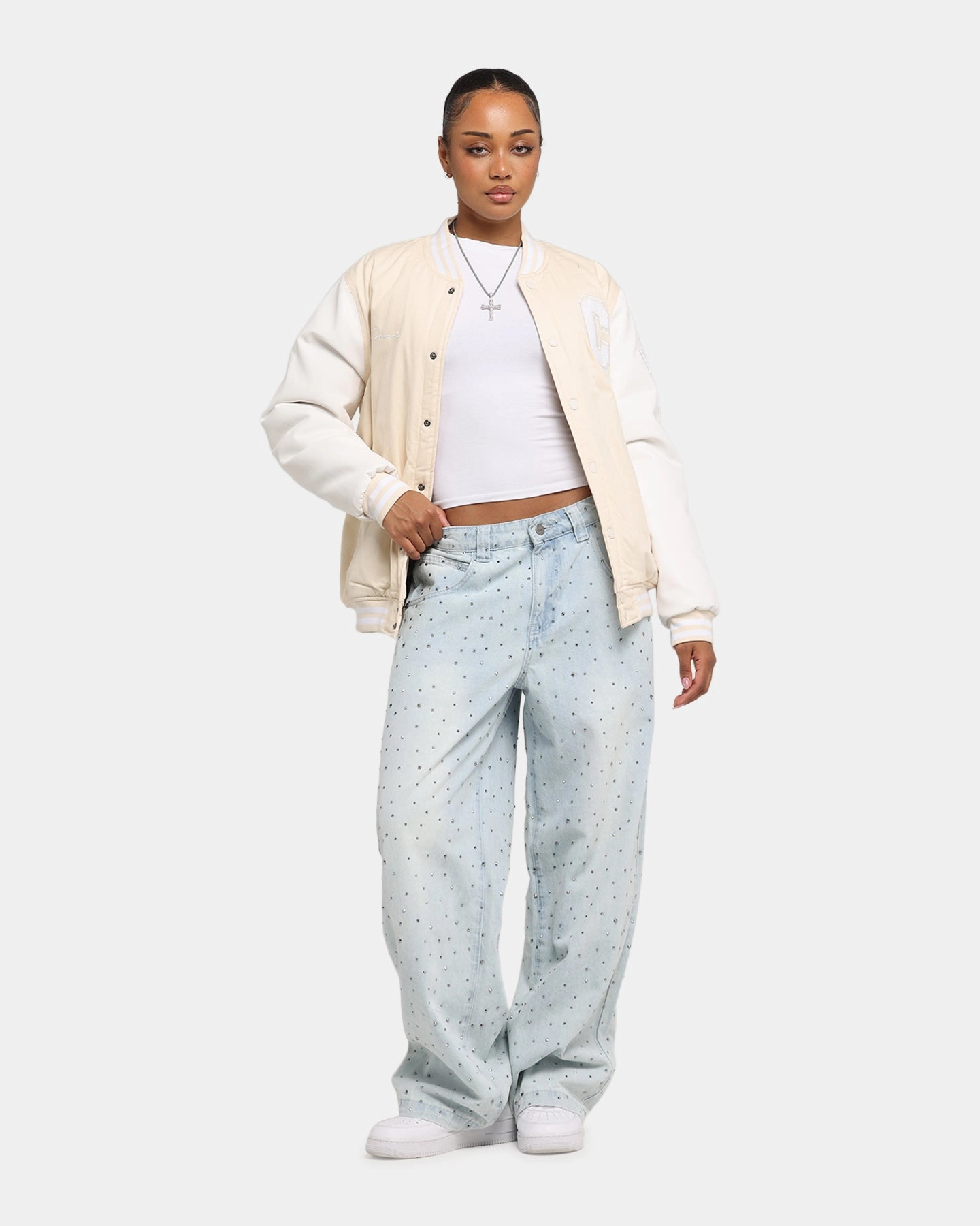 Carre MVP Varsity Jacket Cream/White Stock variety