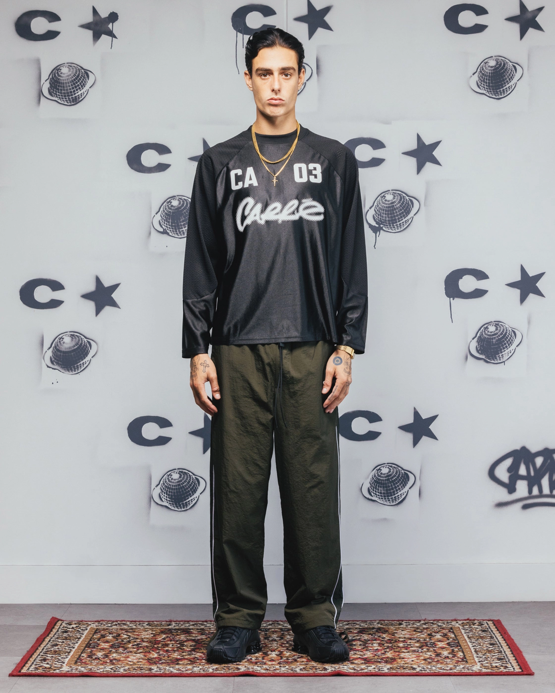 Carre Nebula Long Sleeve T-Shirt Black long sleeved Geometric Pattern