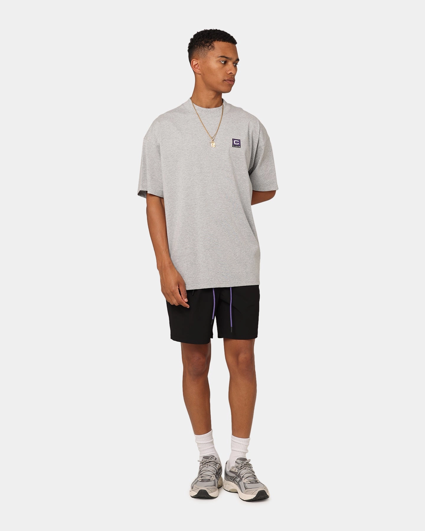 Durable Hem Finishing Relax Fit Carre Pace Nylon Shorts Black