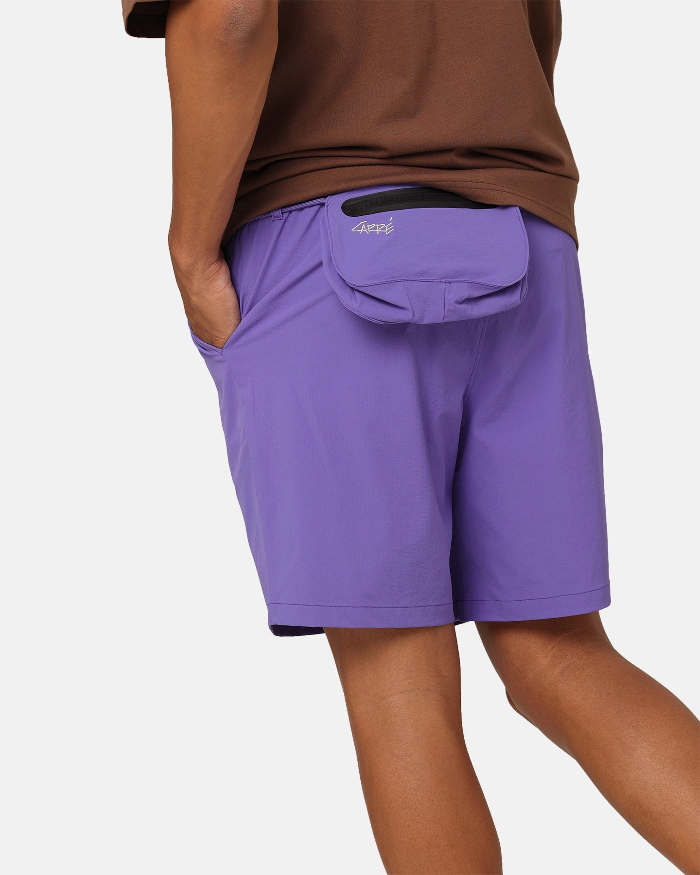 Cotton Blend Carre Pace Nylon Shorts Purple