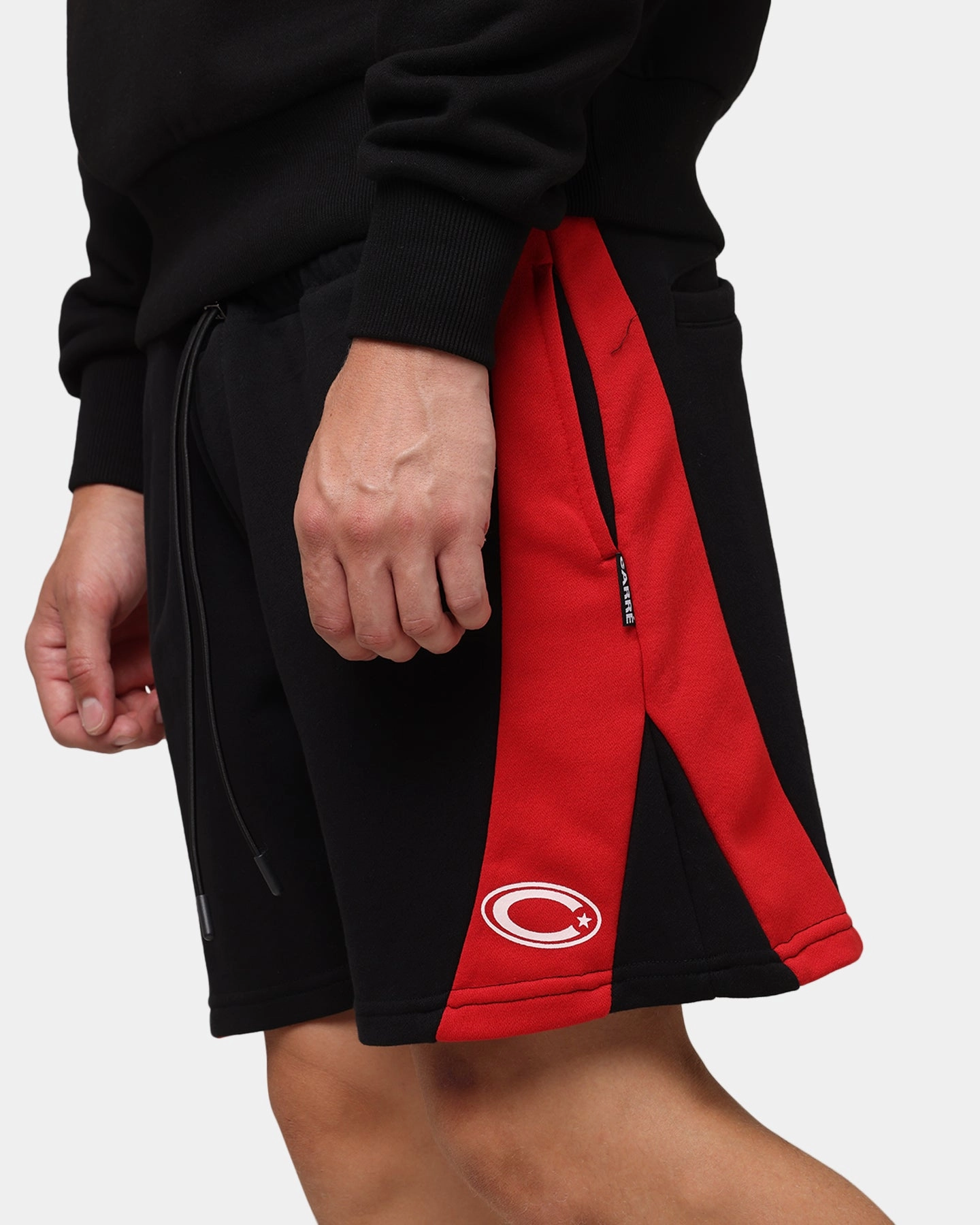 new semester Carre Panelled Shorts Black/Red