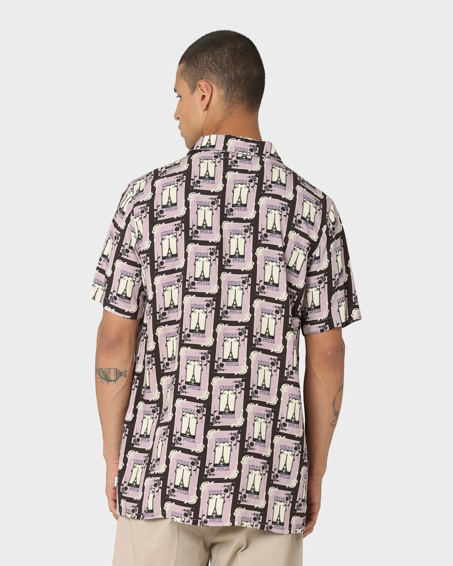 Thermal Regulation Fabric Carre Parisian Rugu Short Sleeve Button Up Shirt Multi-coloured