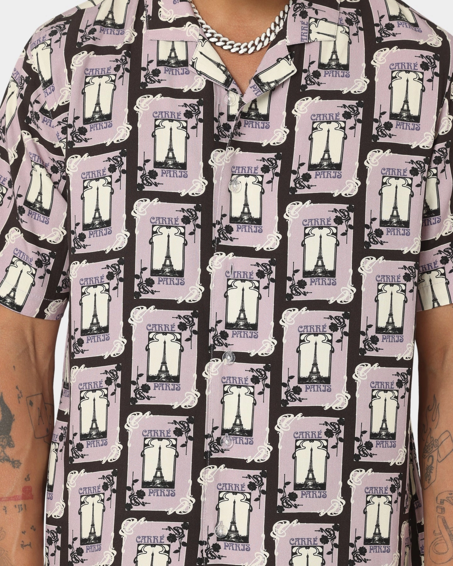 Carre Parisian Rugu Short Sleeve Button Up Shirt Multi-coloured Contrast Stitch