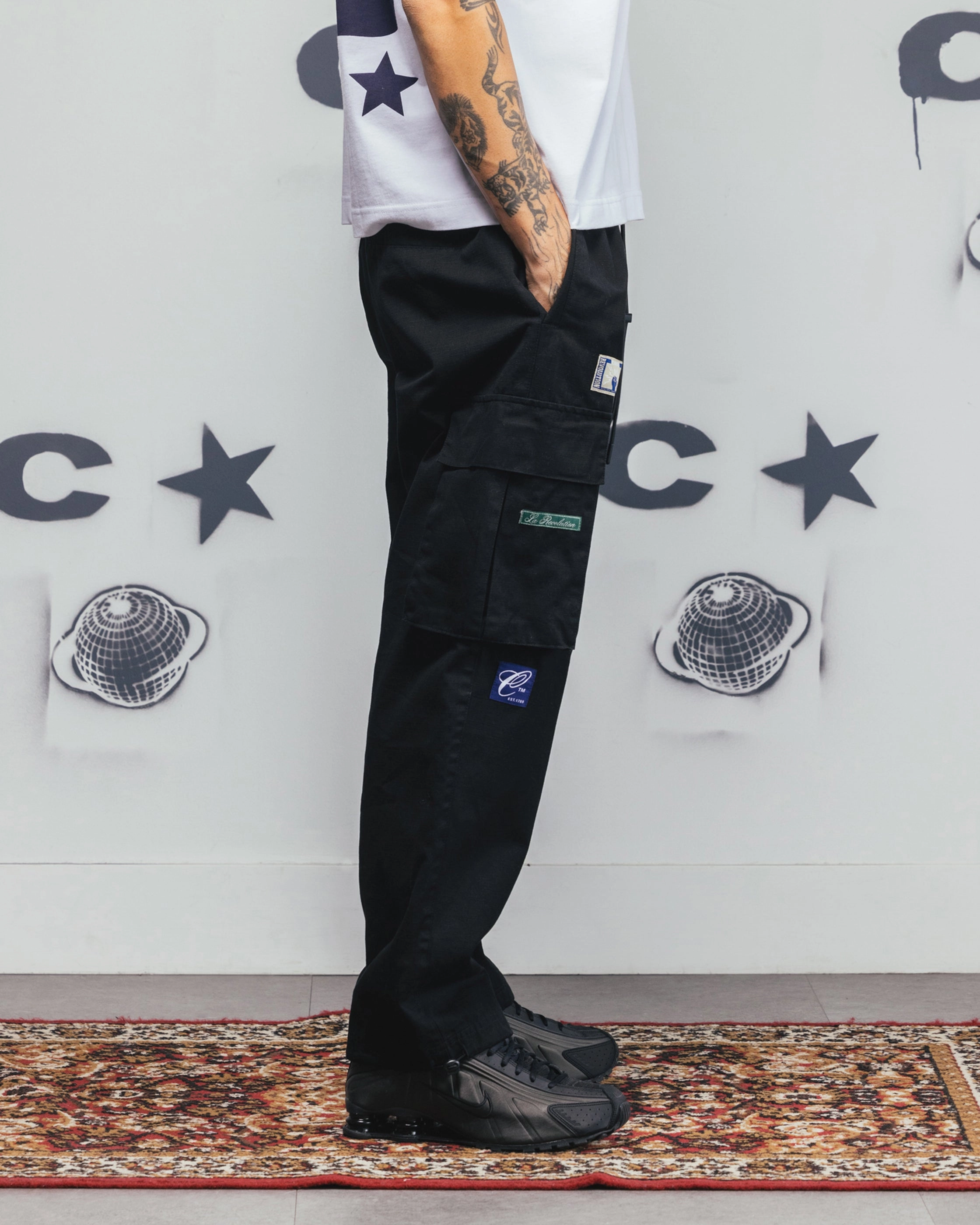 Carre Patchwork Cargo Jogger Black Easy Care Comfortable Fashion