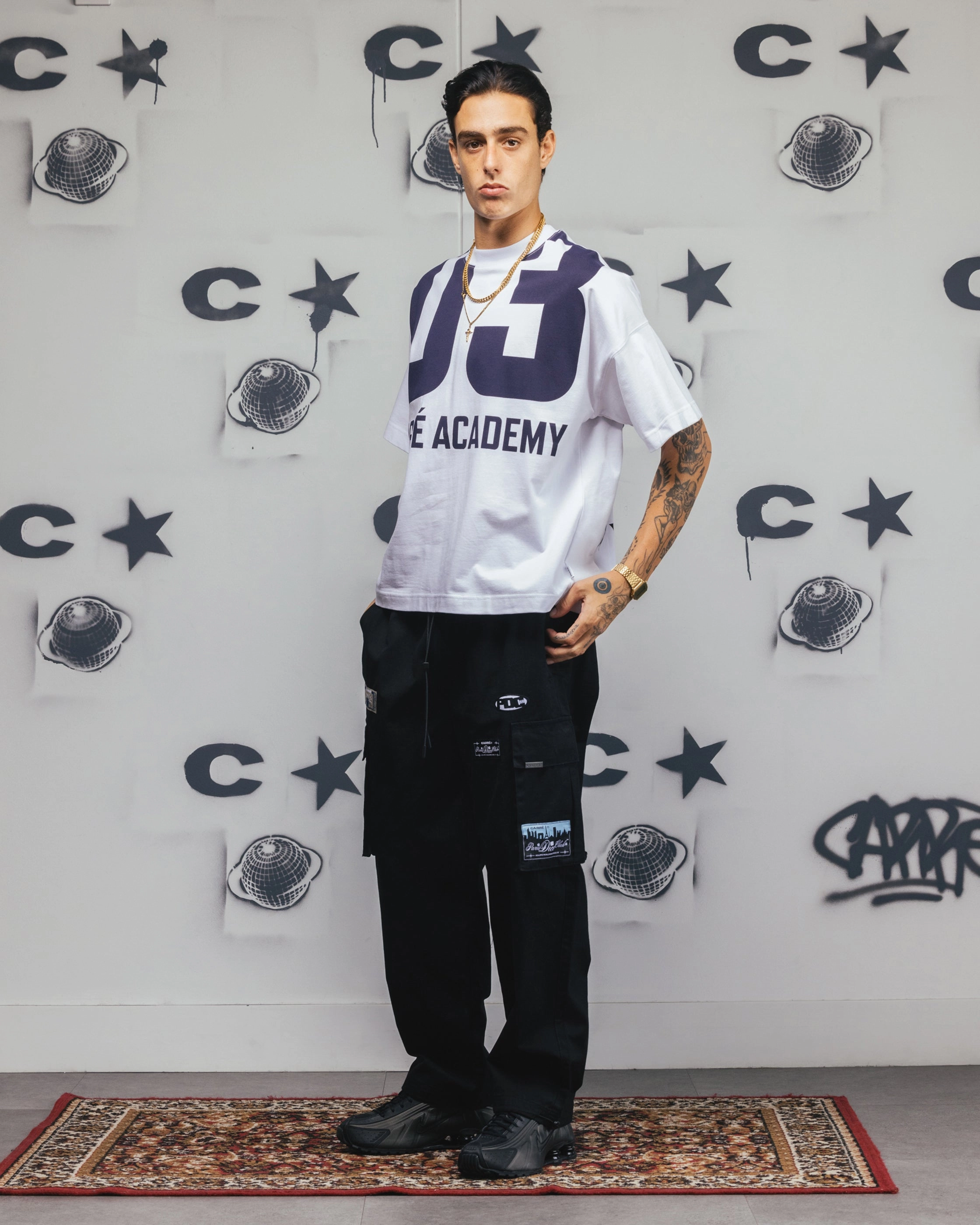 Comfort-First Functional Comfort Wear Carre Patchwork Cargo Jogger Black