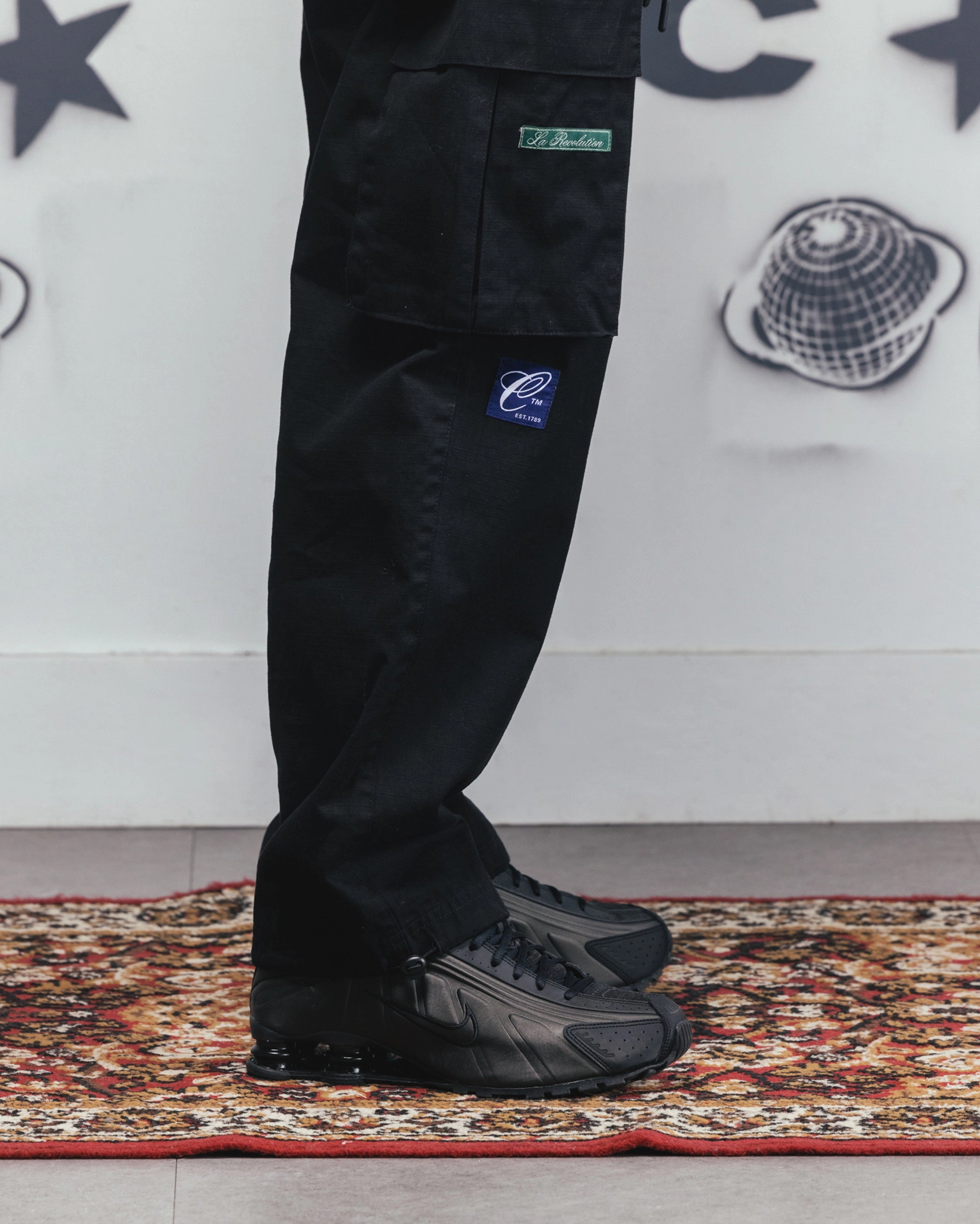 Carre Patchwork Cargo Jogger Black Non Irritating Tags