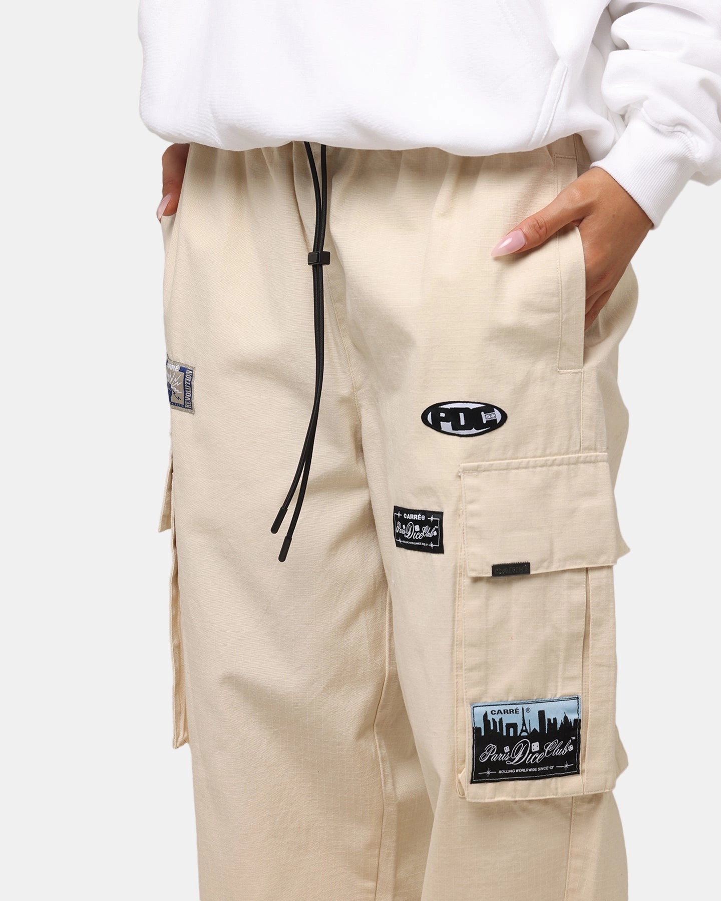 Carre Patchwork Cargo Jogger Cream RecycledMaterial