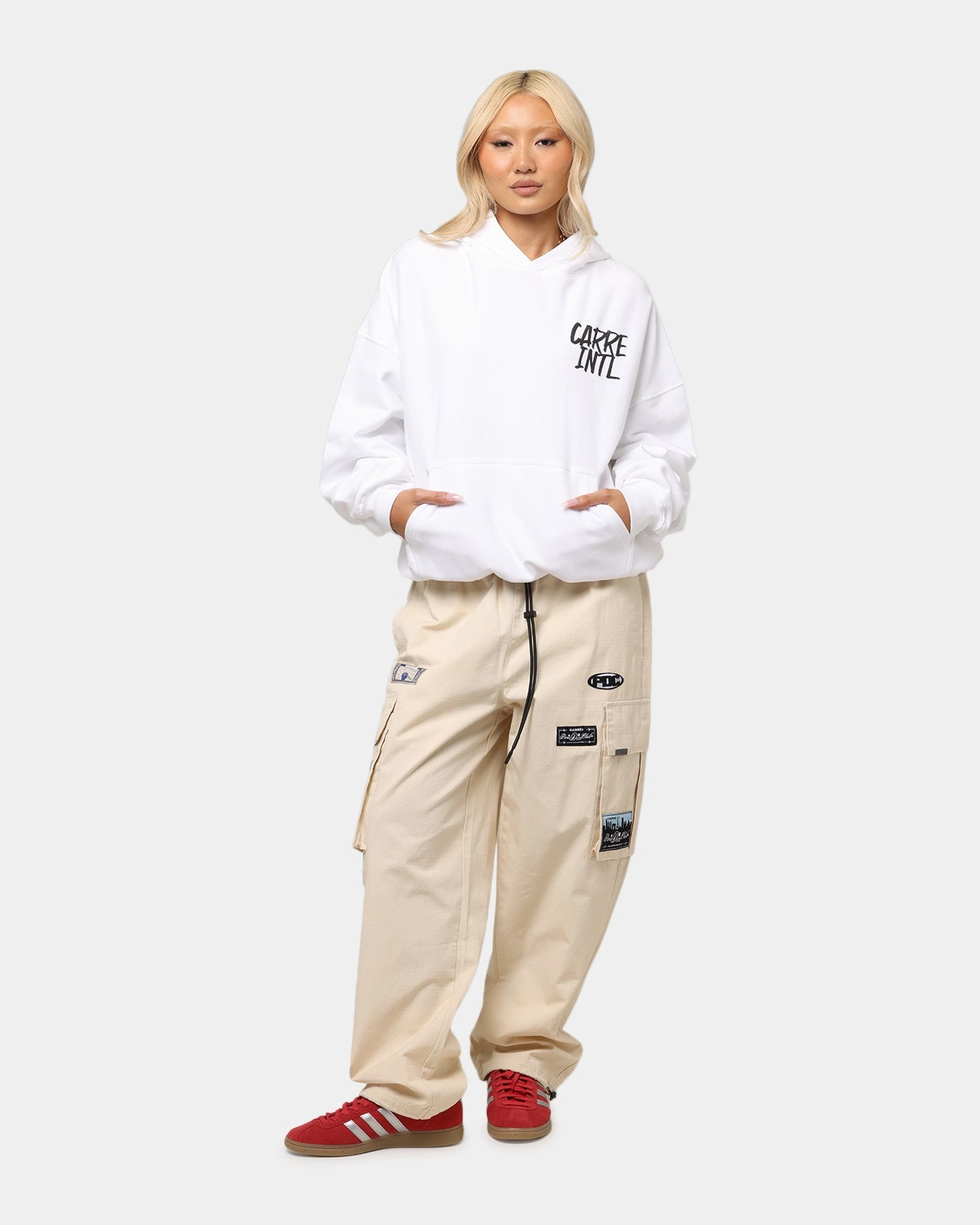 Cozy Layer Carre Patchwork Cargo Jogger Cream