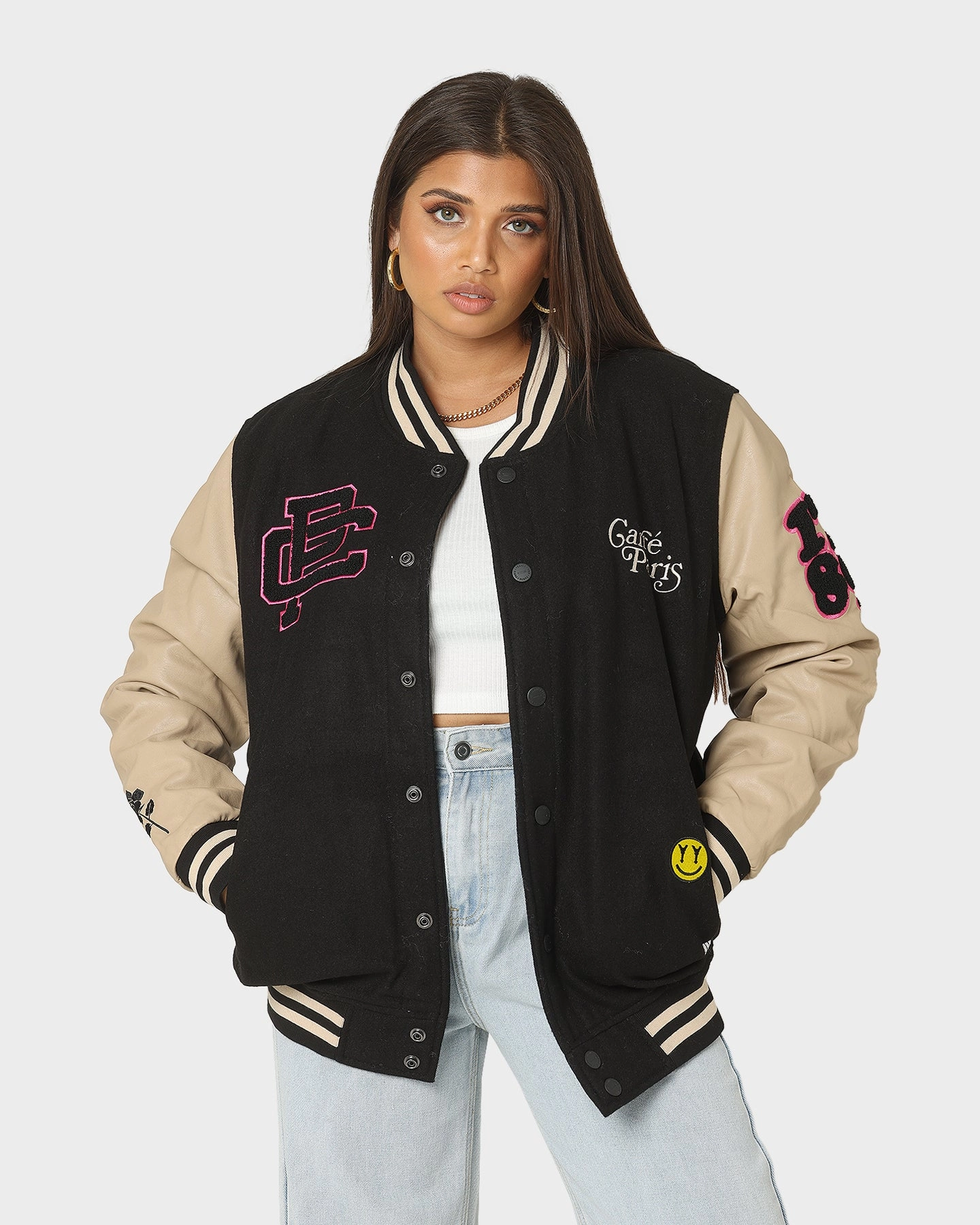 Carre Peace Varsity Jacket Black/Stone Ceremony Aim
