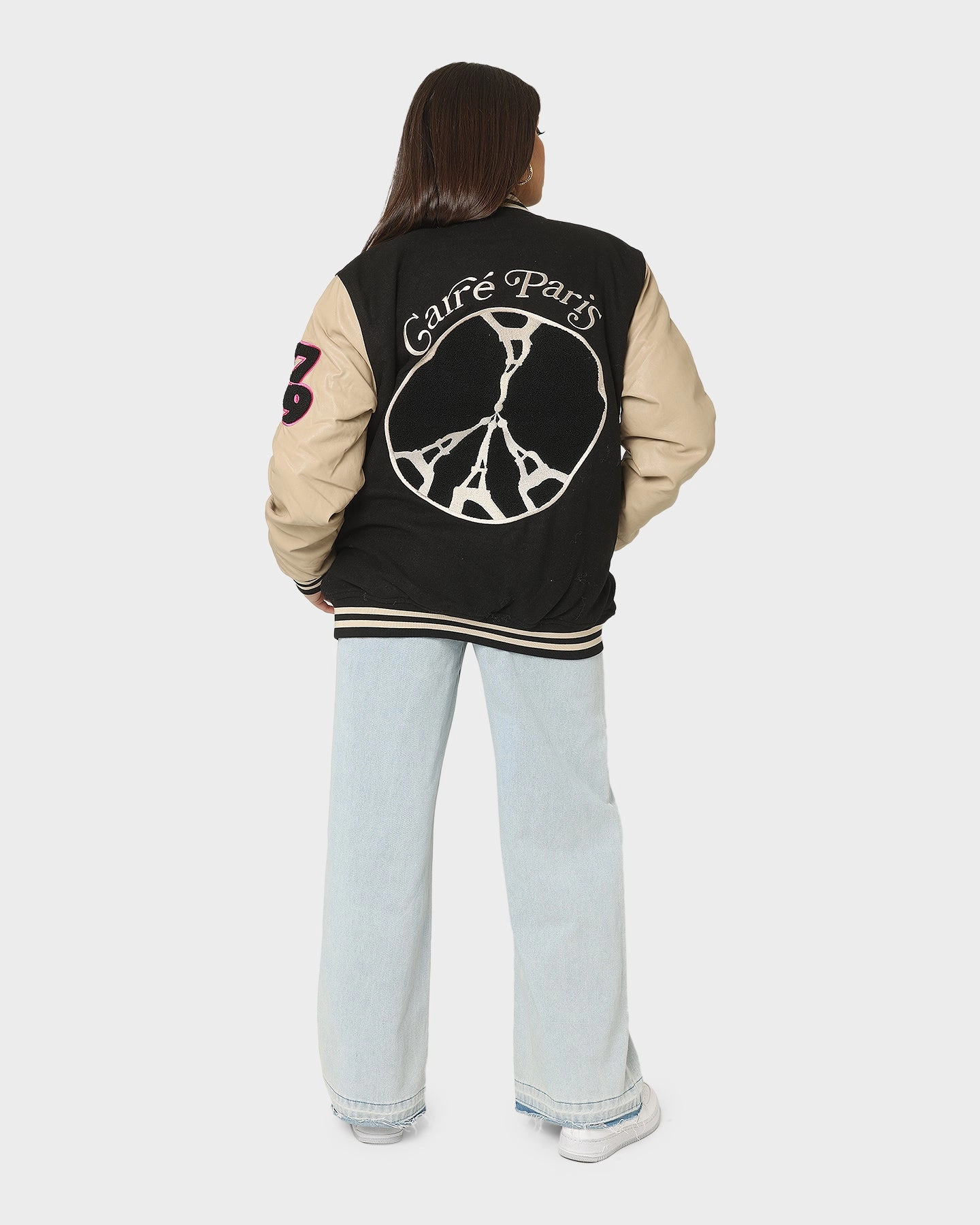 watch Carre Peace Varsity Jacket Black/Stone