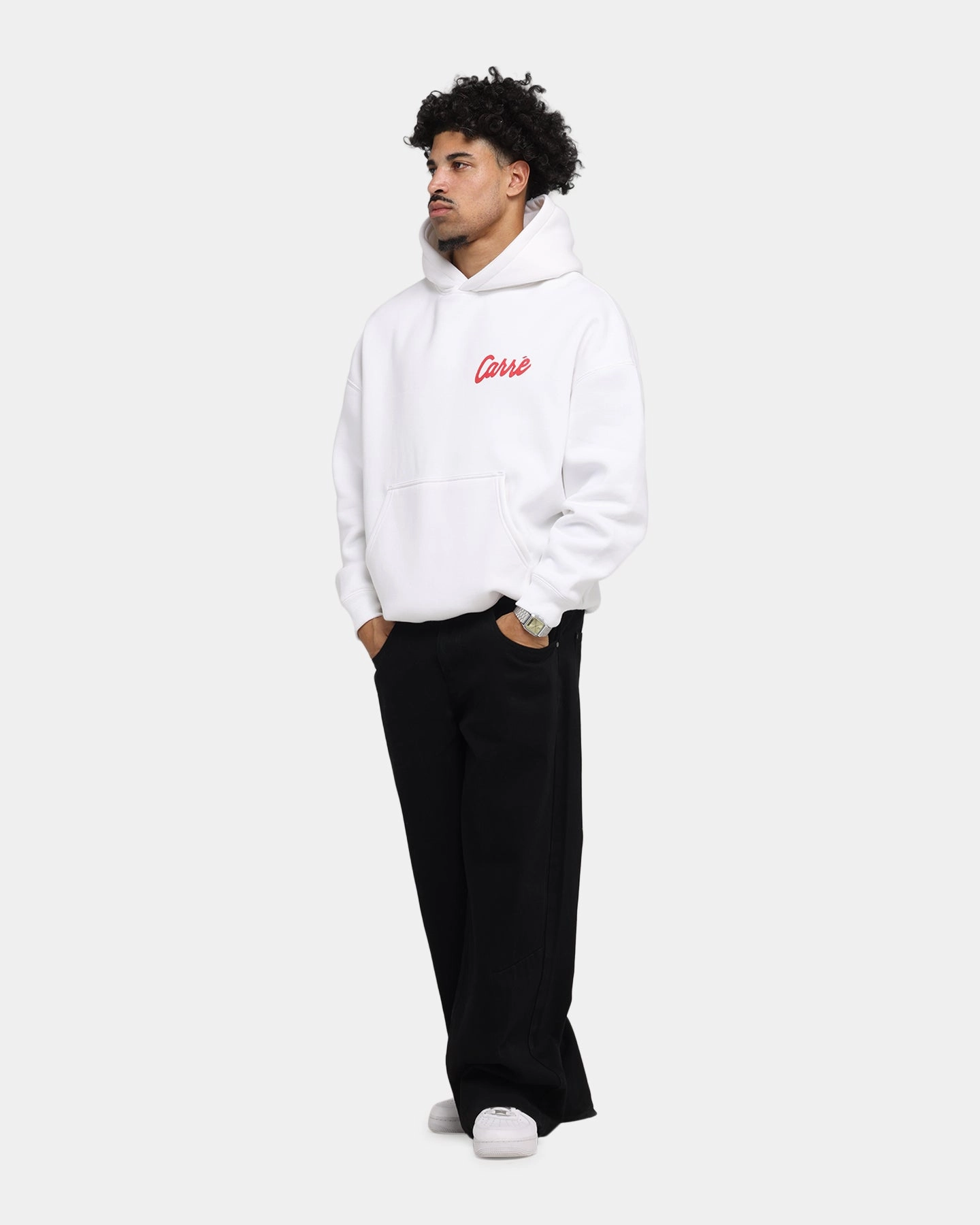 Carre Pepe Hoodie White Gamer Aesthetic Quilted Panels