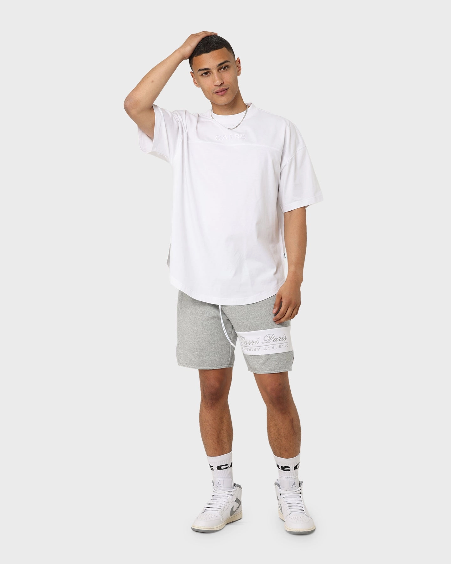 Carre Premium Athletic Sweat Shorts Grey Marle Belt loops hiking apparel