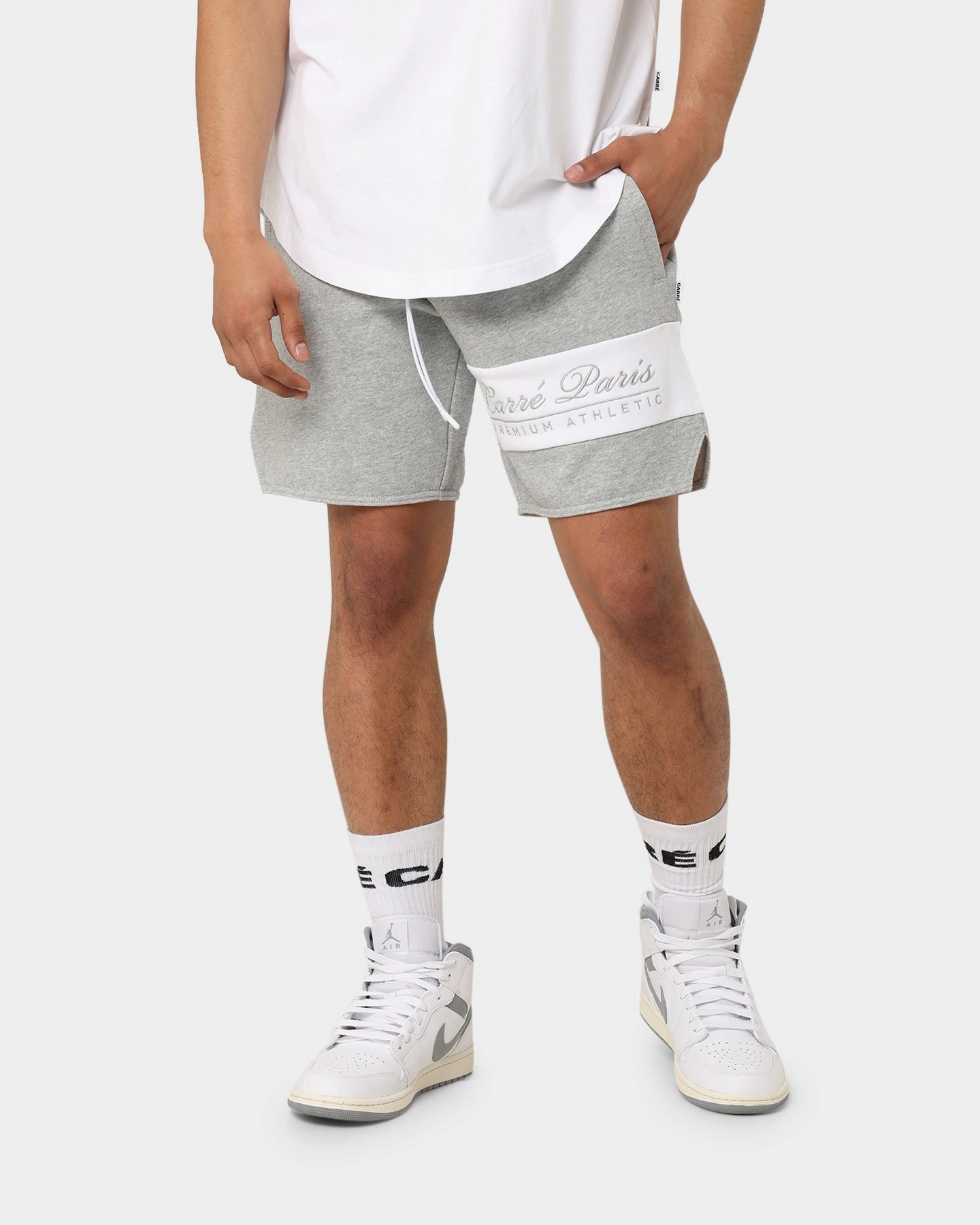 Carre Premium Athletic Sweat Shorts Grey Marle Tapered leg
