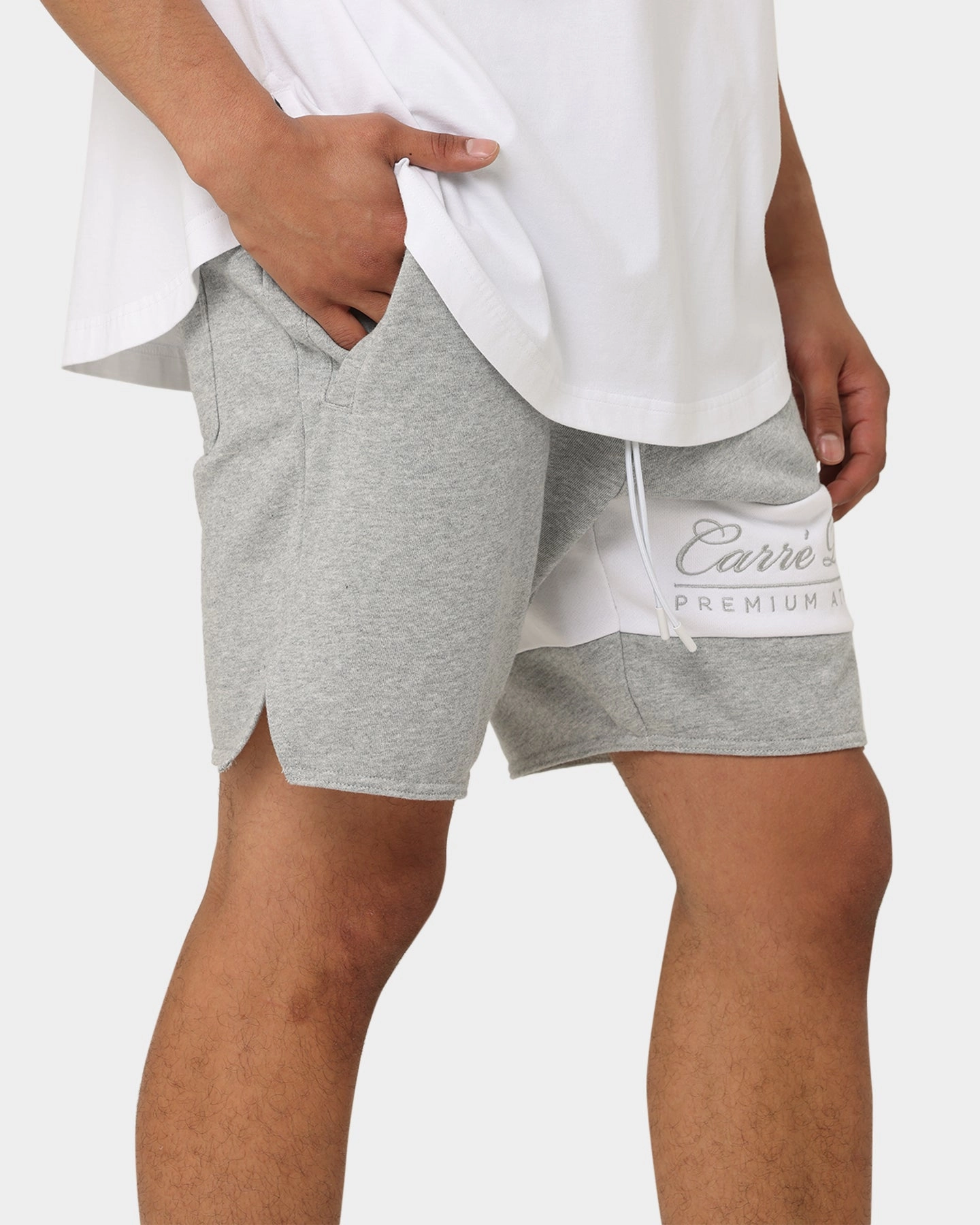 RollUpFasten Warm Day Outfit Carre Premium Athletic Sweat Shorts Grey Marle