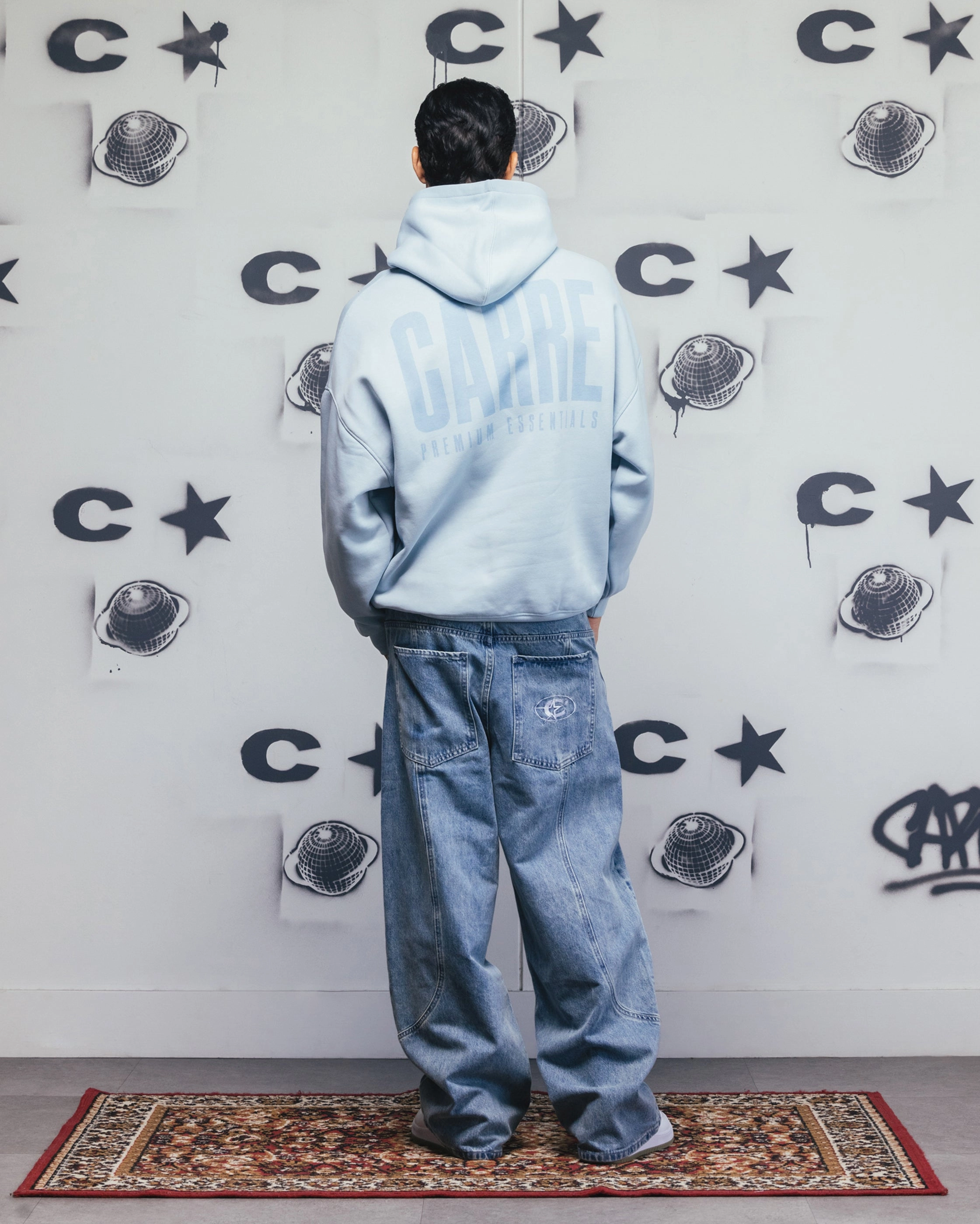 Carre Premium Essentials Hoodie Baby Blue Winter Day Layered Hem Design