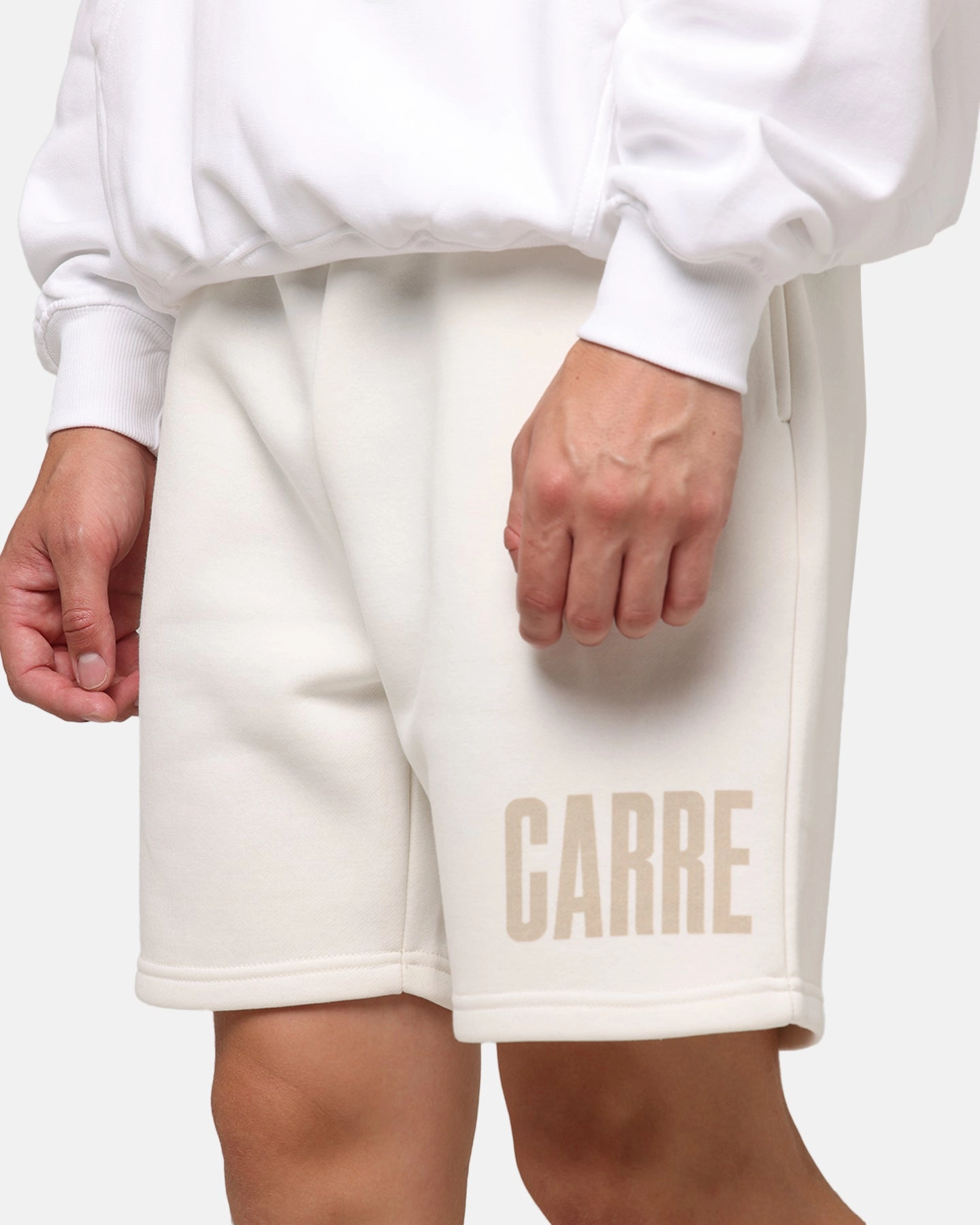 Wrinkle Free Weave Carre Premium Essentials Sweat Shorts Cream