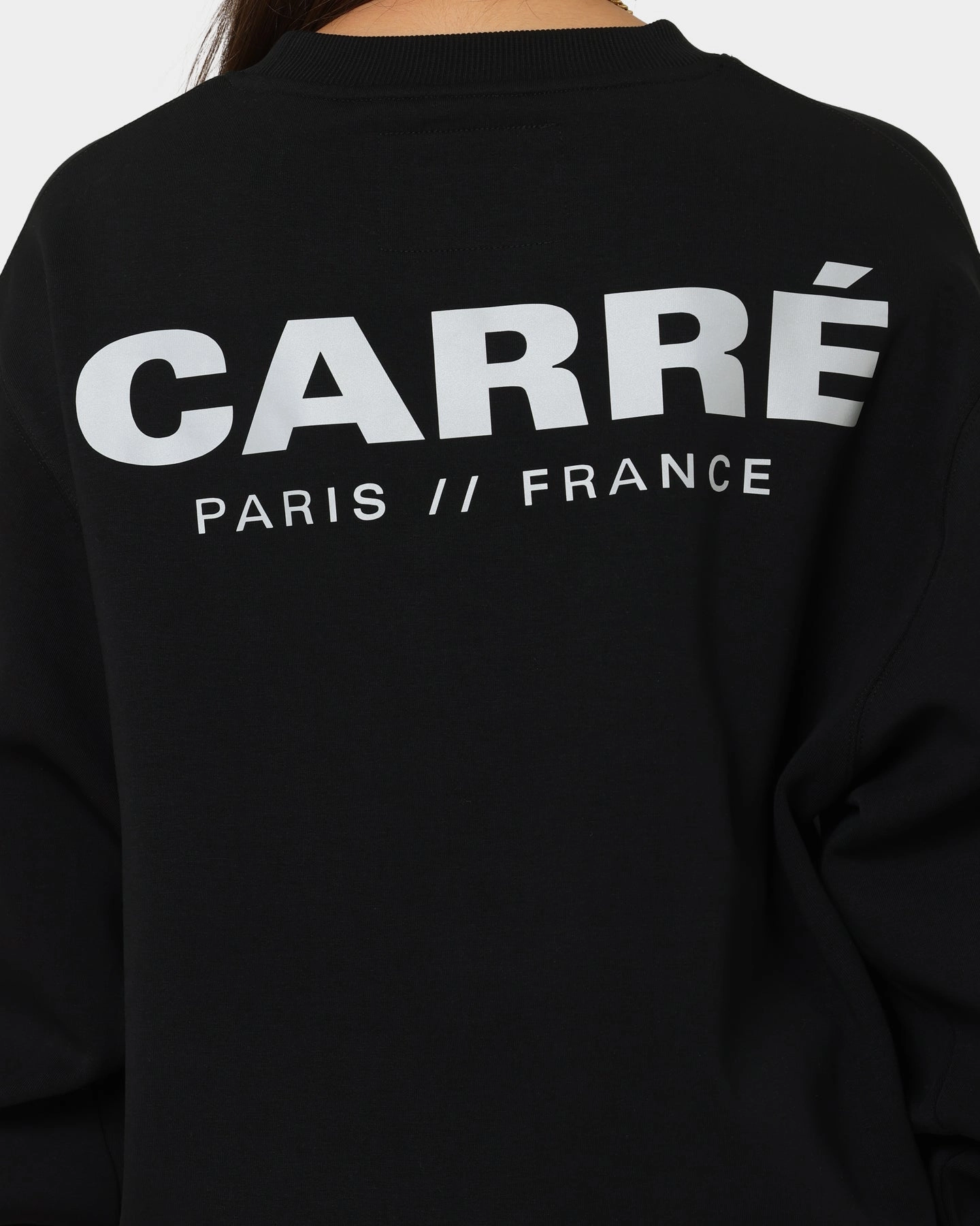 Carre Premium Motion Crewneck Black Cozy Texture Casual Knit Layer