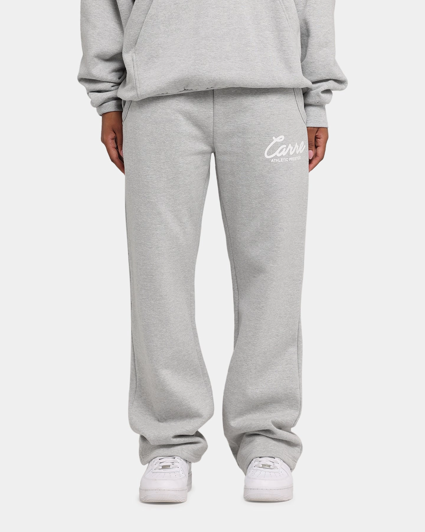 Chilly Layering Versatile Design Carre Prestige Script Sweatpants Grey Marle